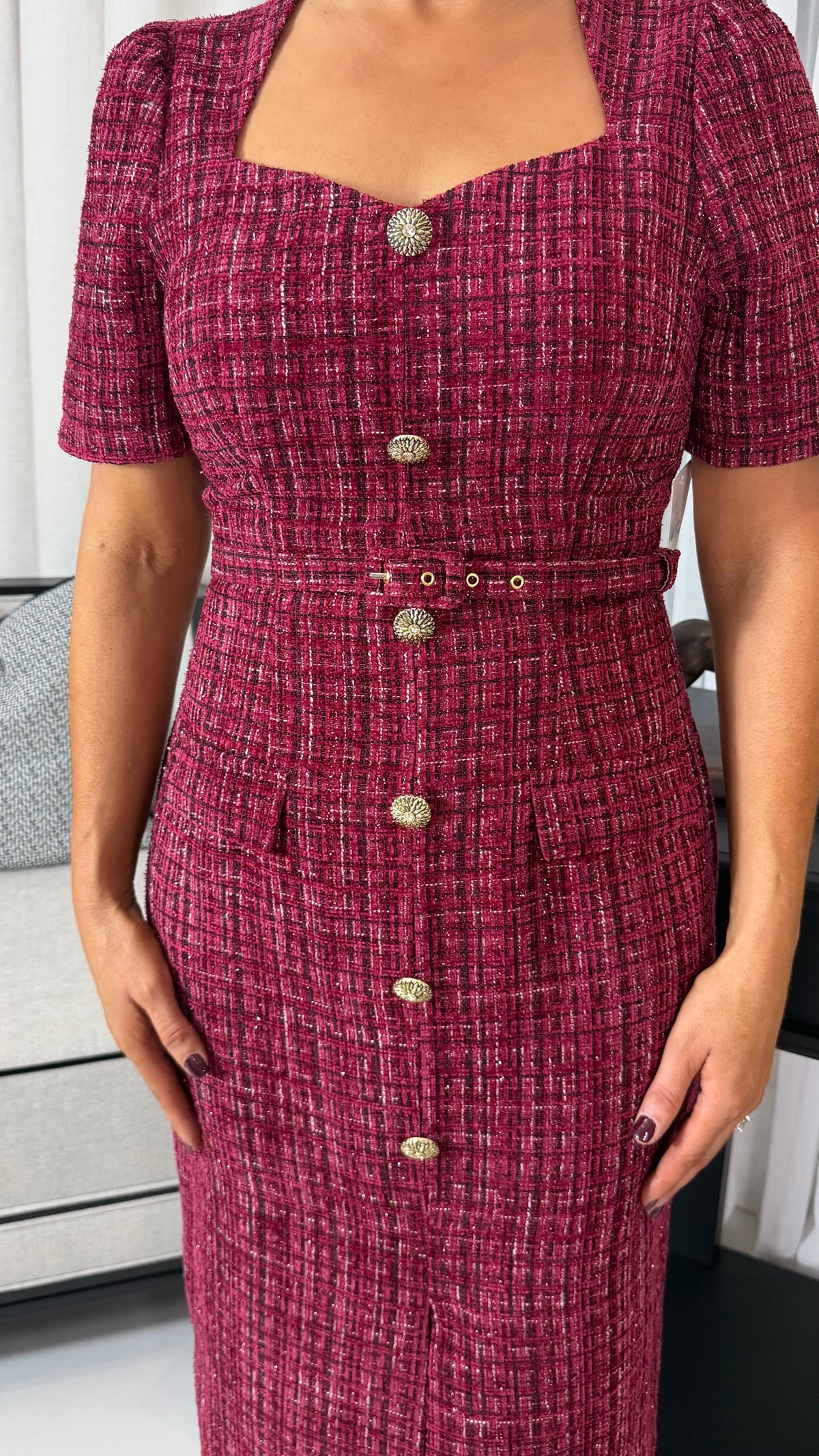 HARRIET OXBLOOD SPARKLE DRESS