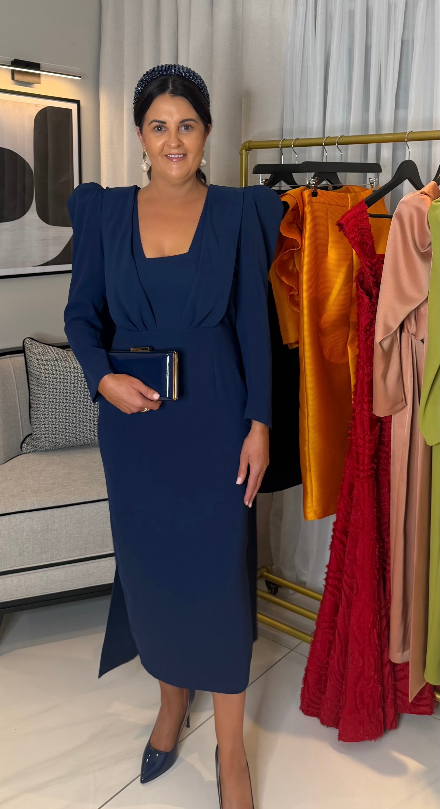 Louisa Navy Drape Dress