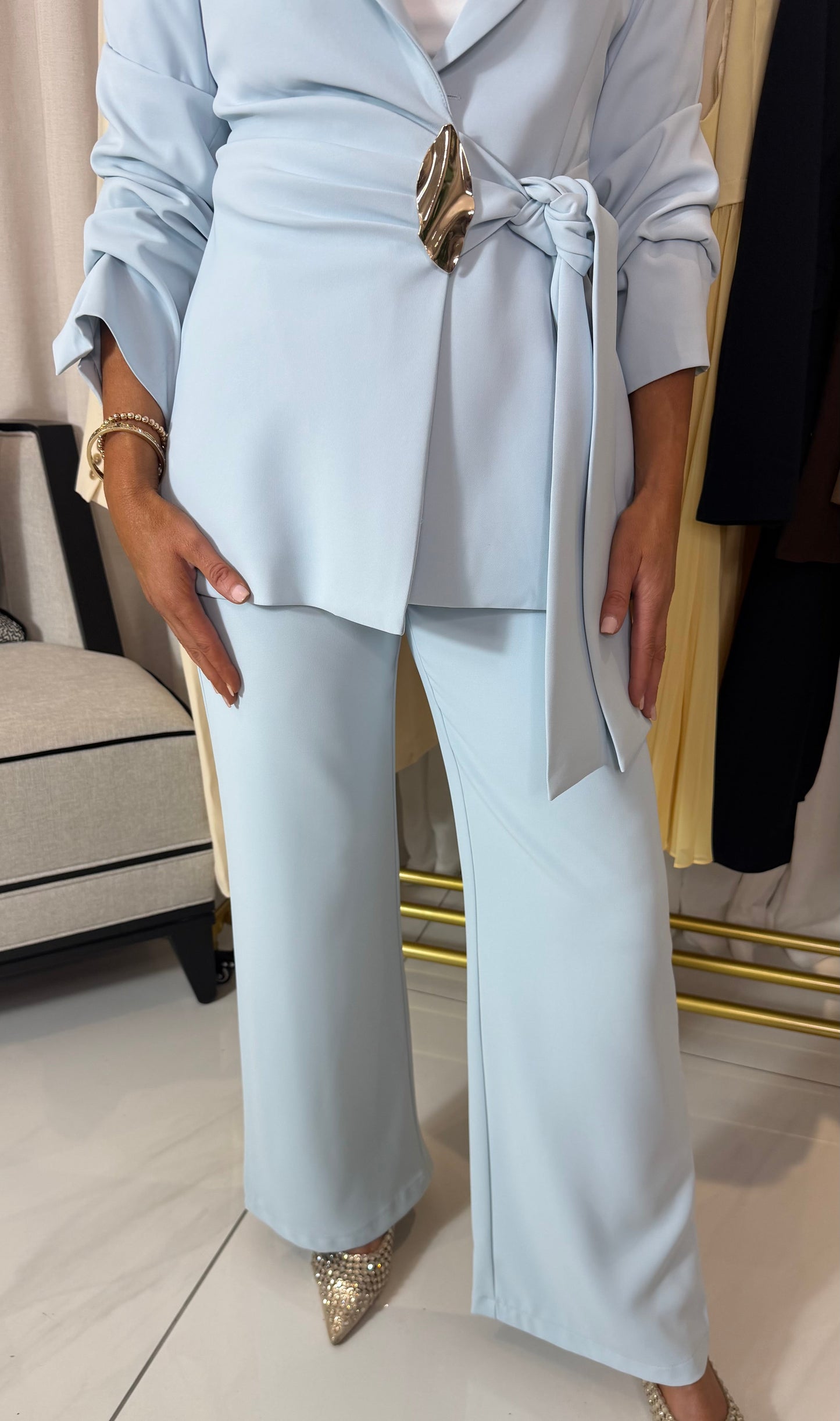 Baby Blue Wide-Leg Trousers