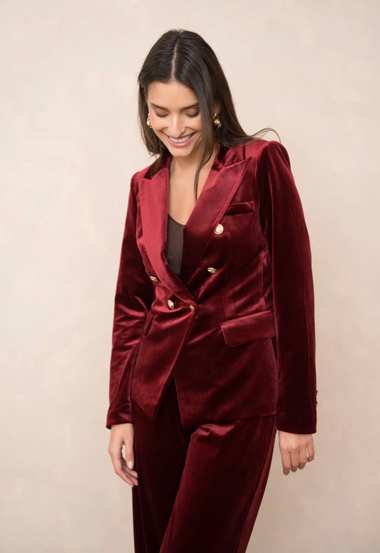 Wine Velvet Blazer