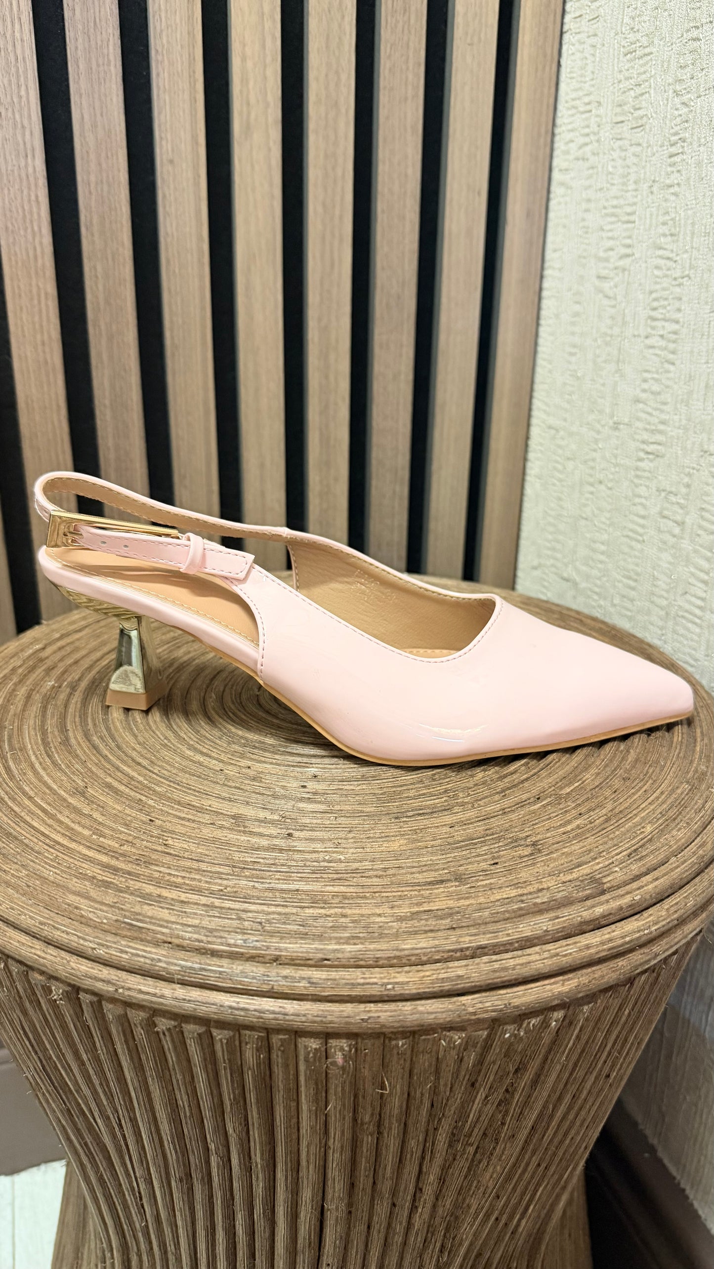 Light Pink Patent Kitten Heels