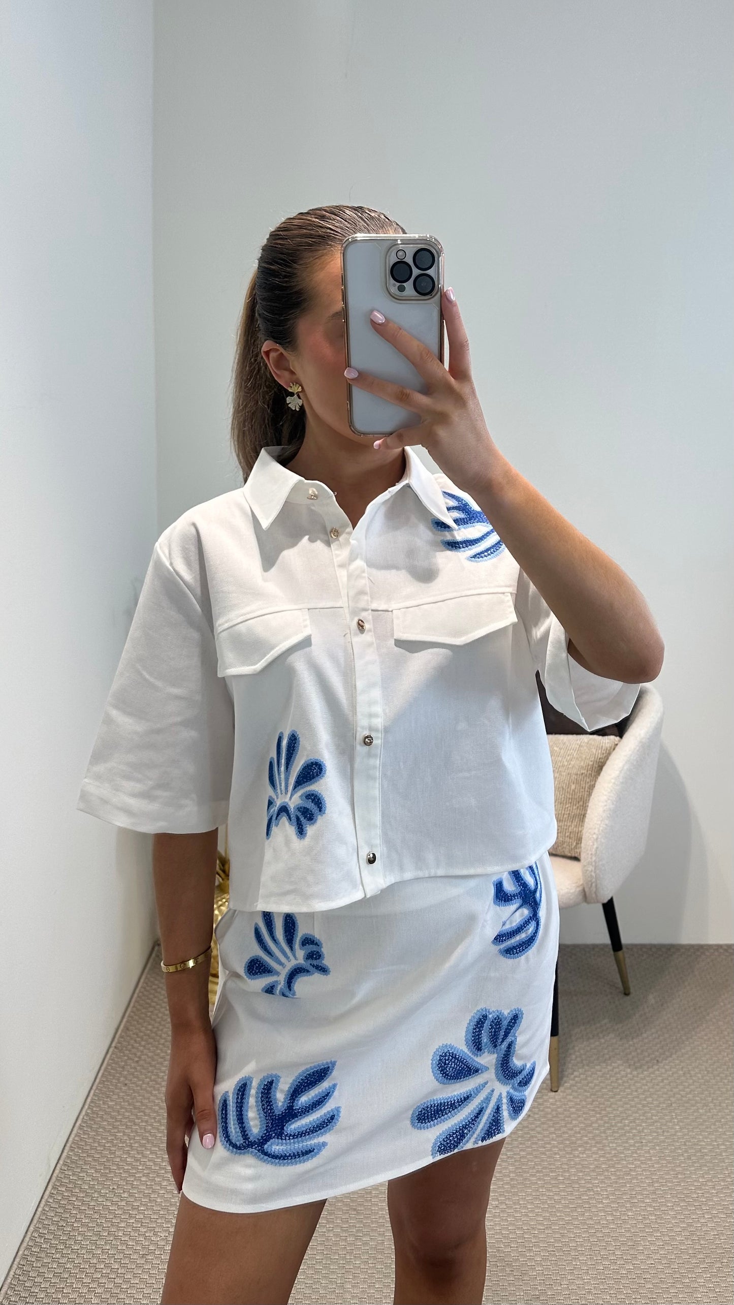 White & Blue Co-Ord