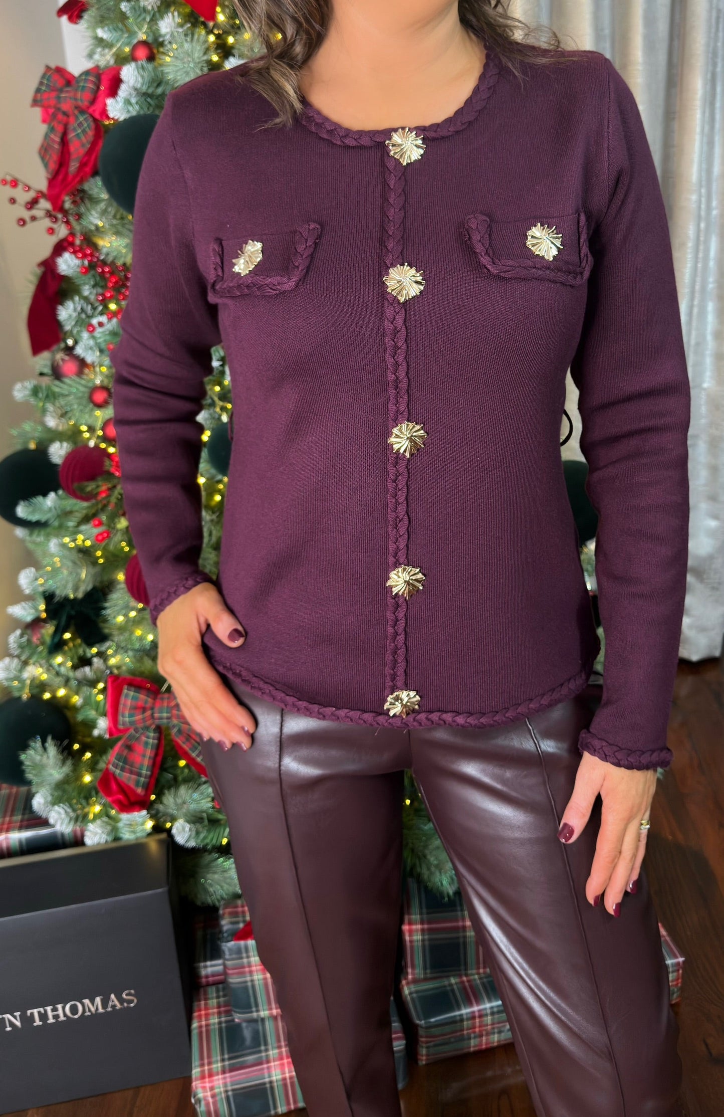 Wine Belted Sweater