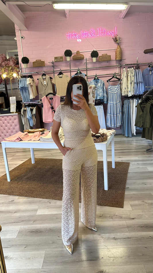 Cream Lace Trousers