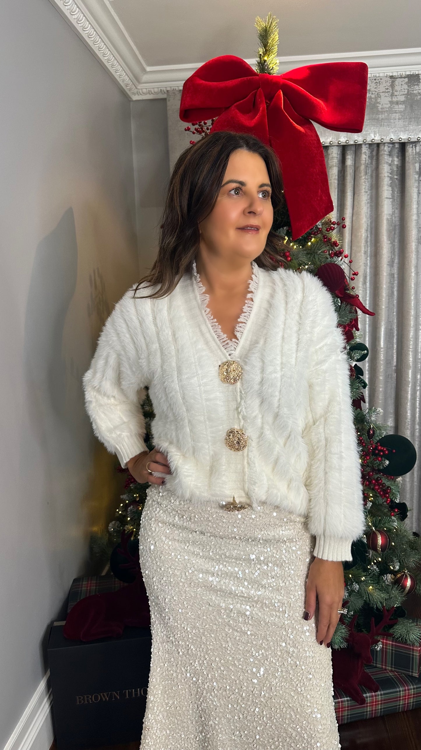 Cream Gold Button Cardigan