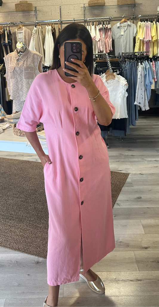 Pink Denim Longline Dress