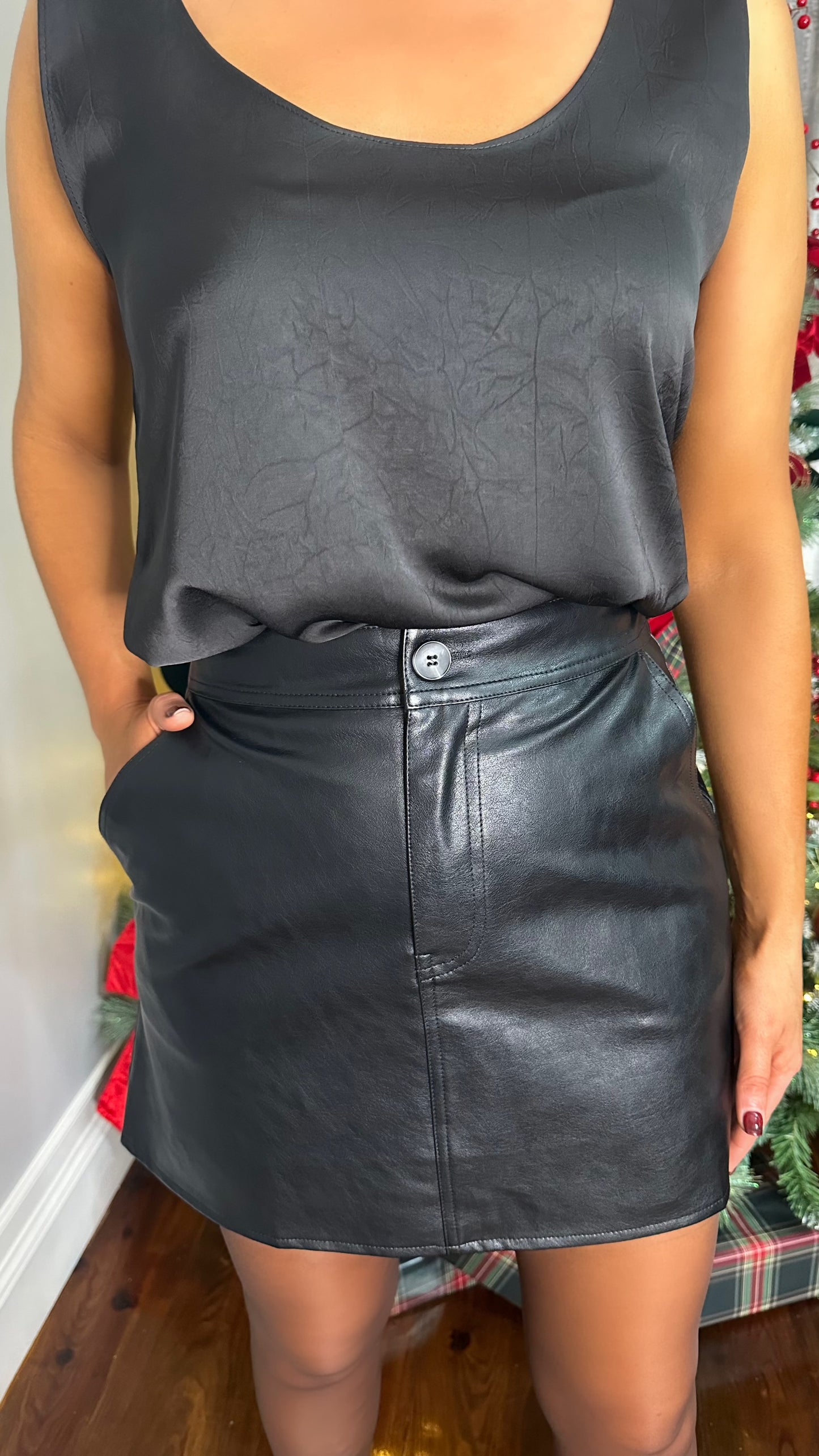 Black Faux Leather Mini Skirt