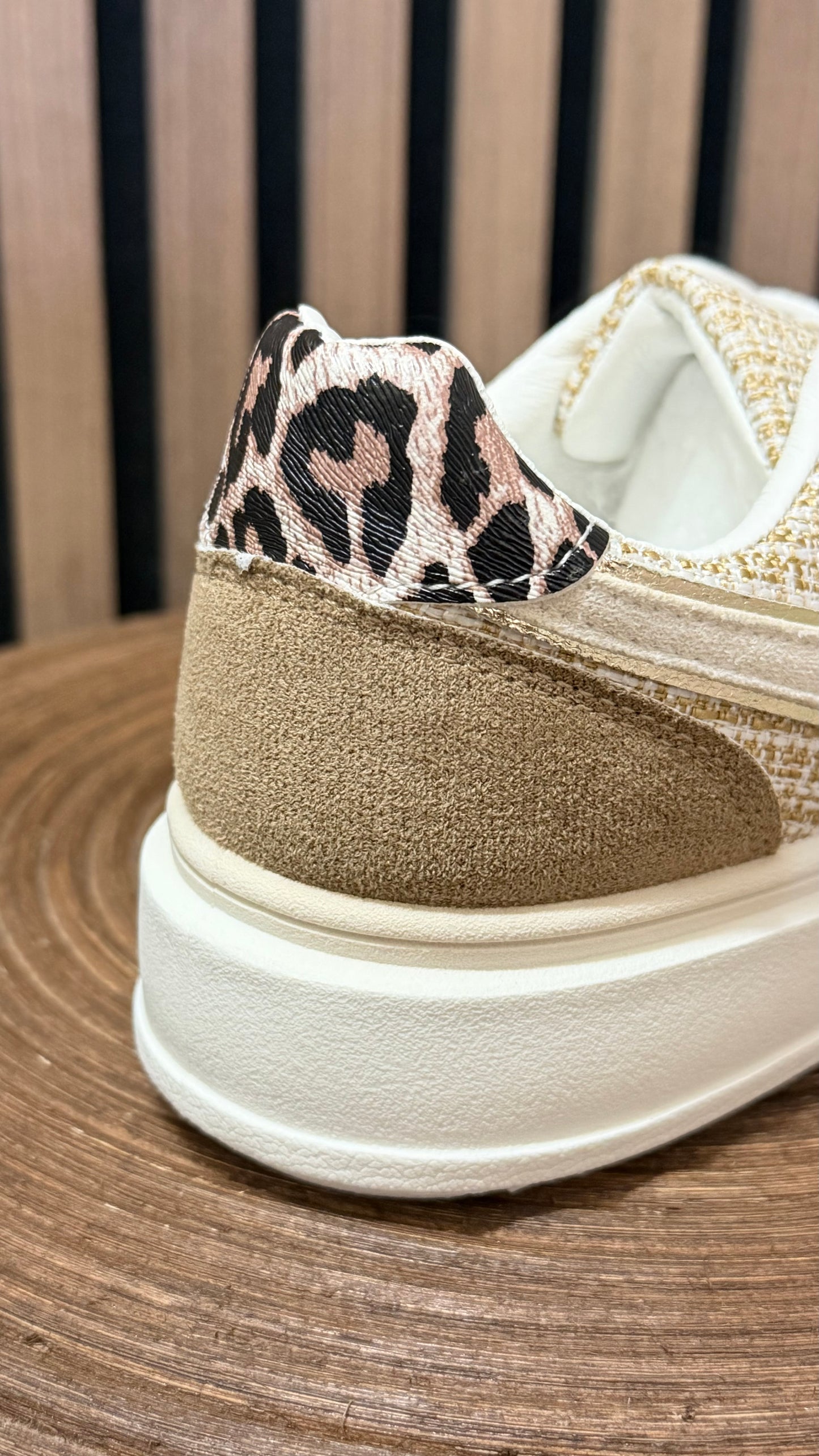 Cream & Beige Textured Trainer