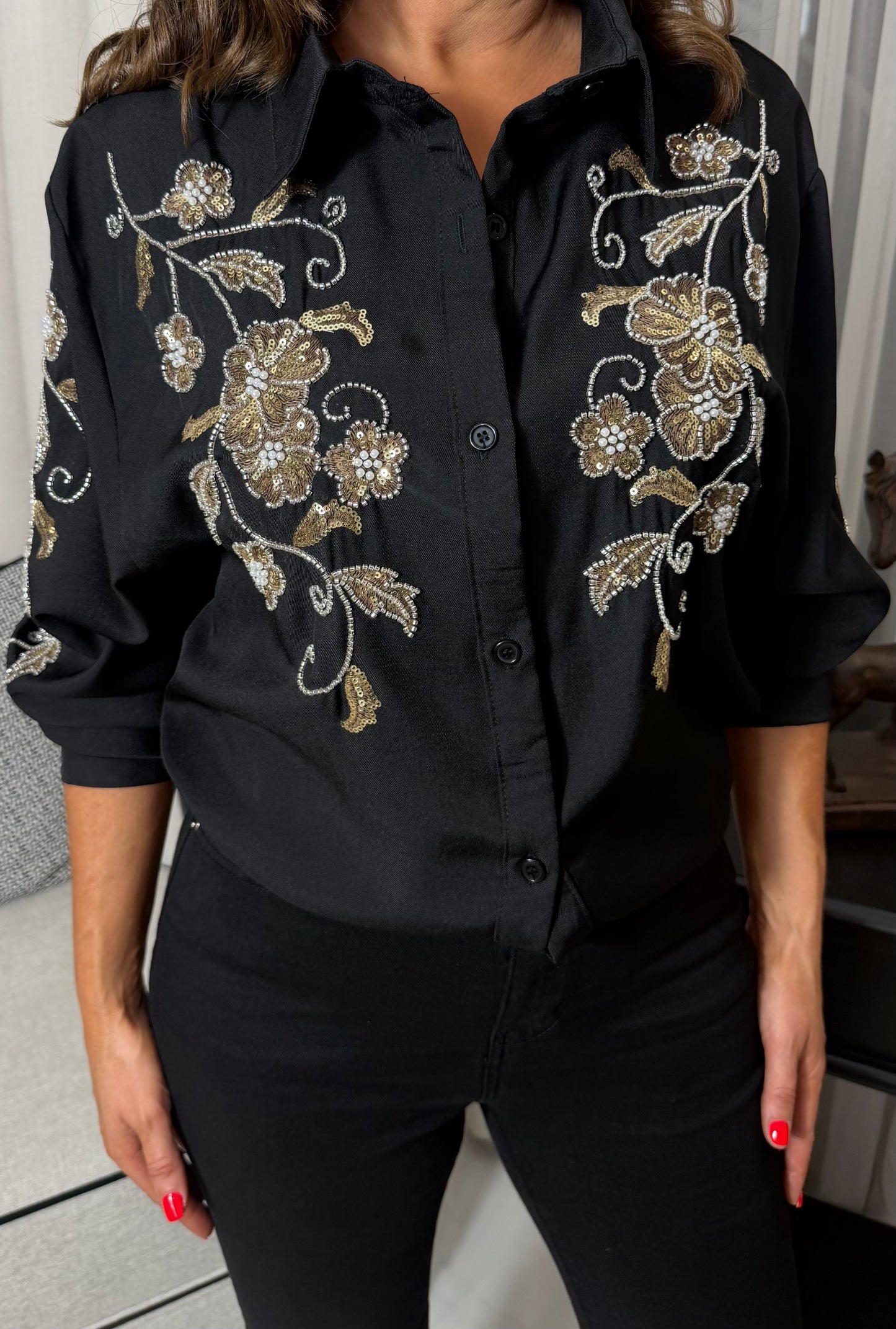 Black Embellished Shirt