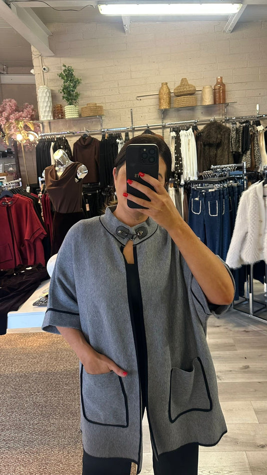Grey Cape Cardigan