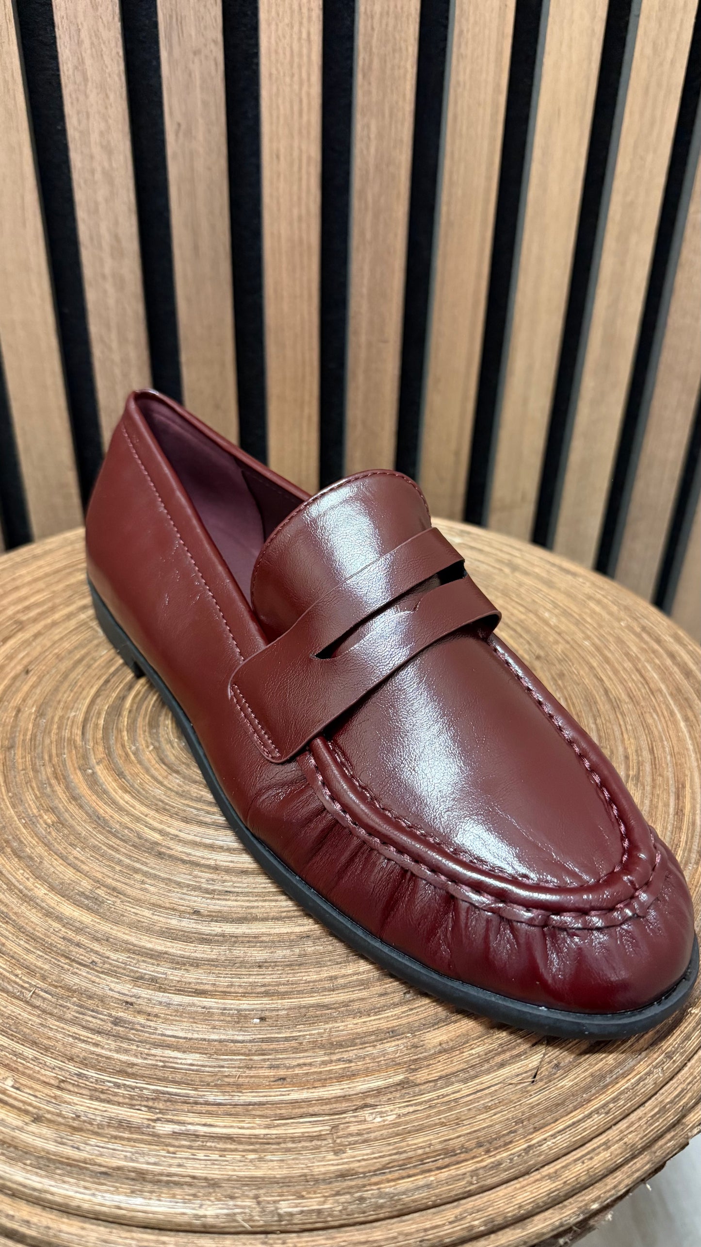 Wine Faux Leather Loafers