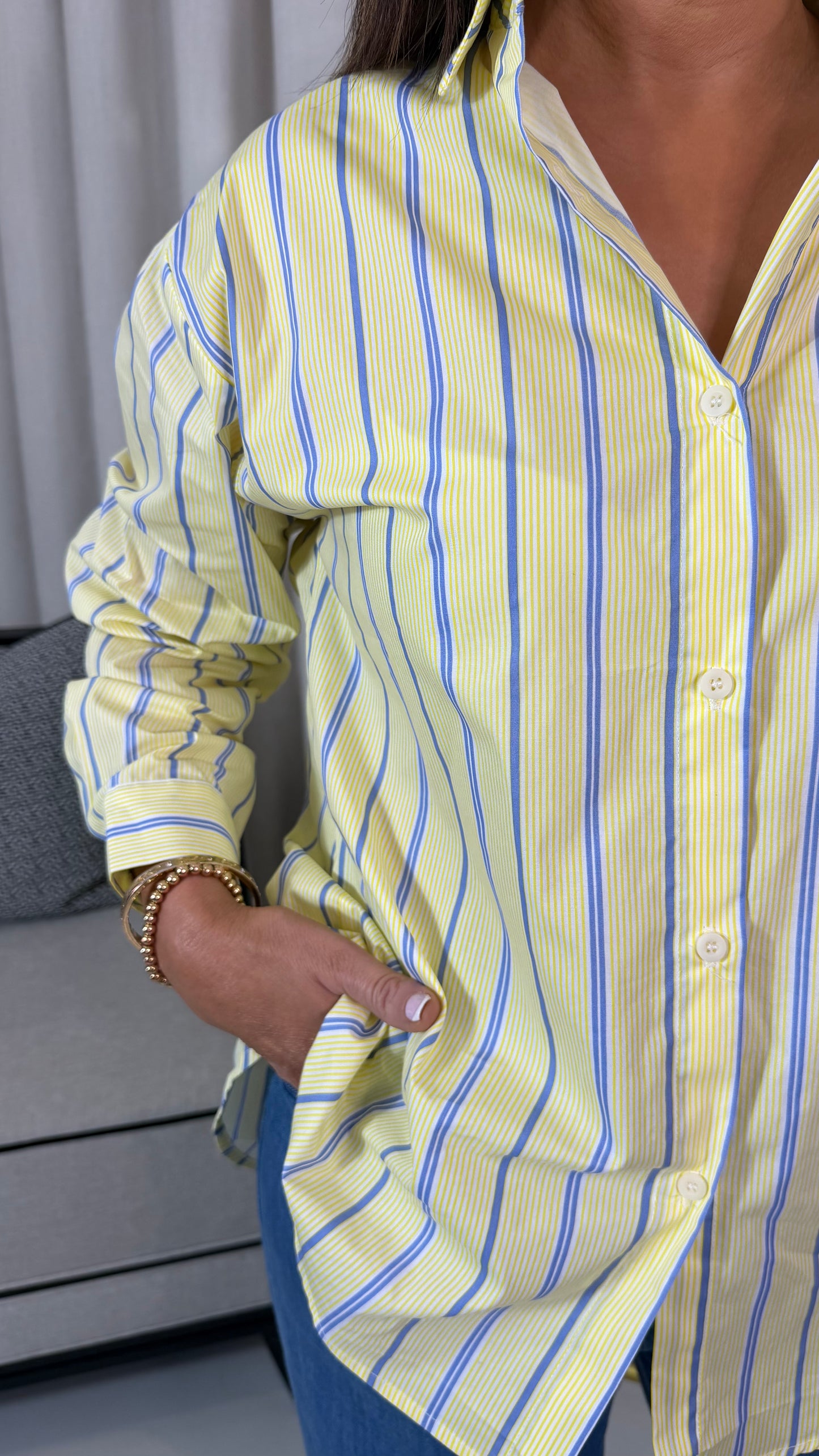 Lemon & Blue Striped Shirt