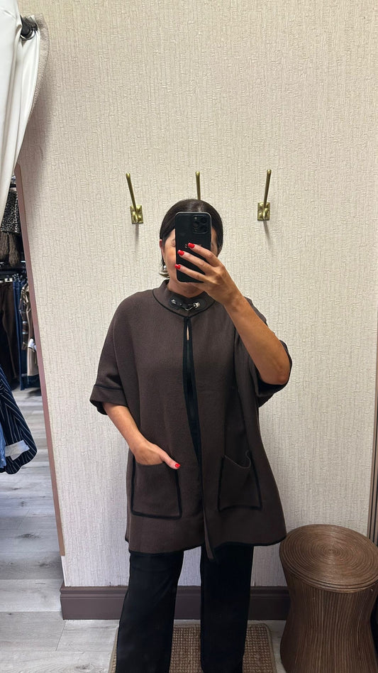 Brown Cape Cardigan