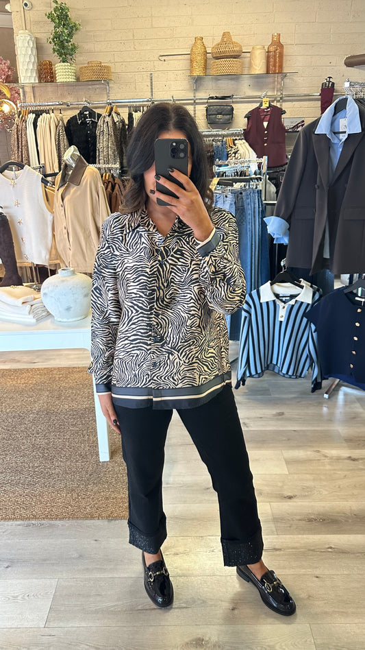 Black Zebra Satin Shirt