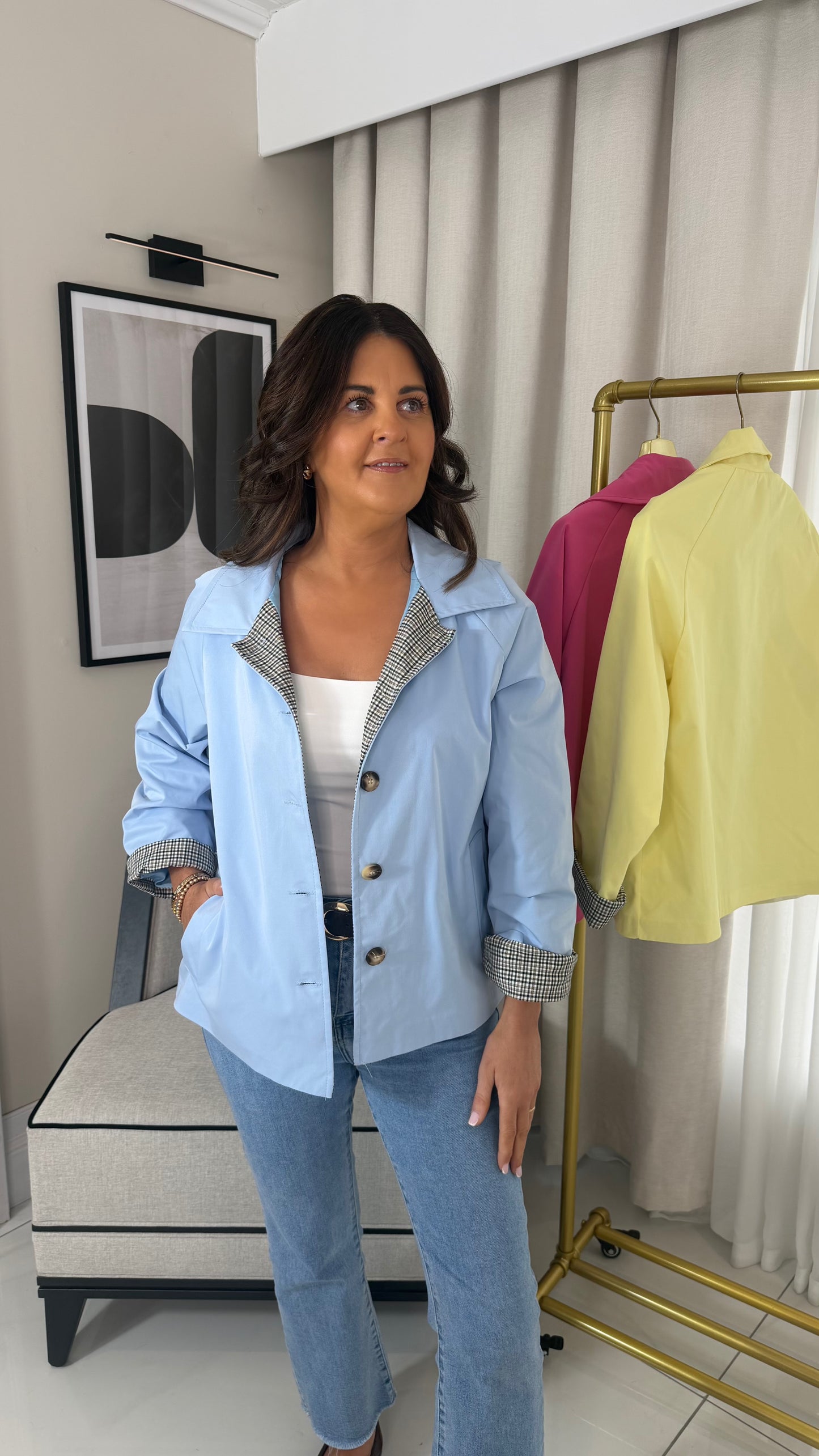 Baby Blue Short Trench Coat