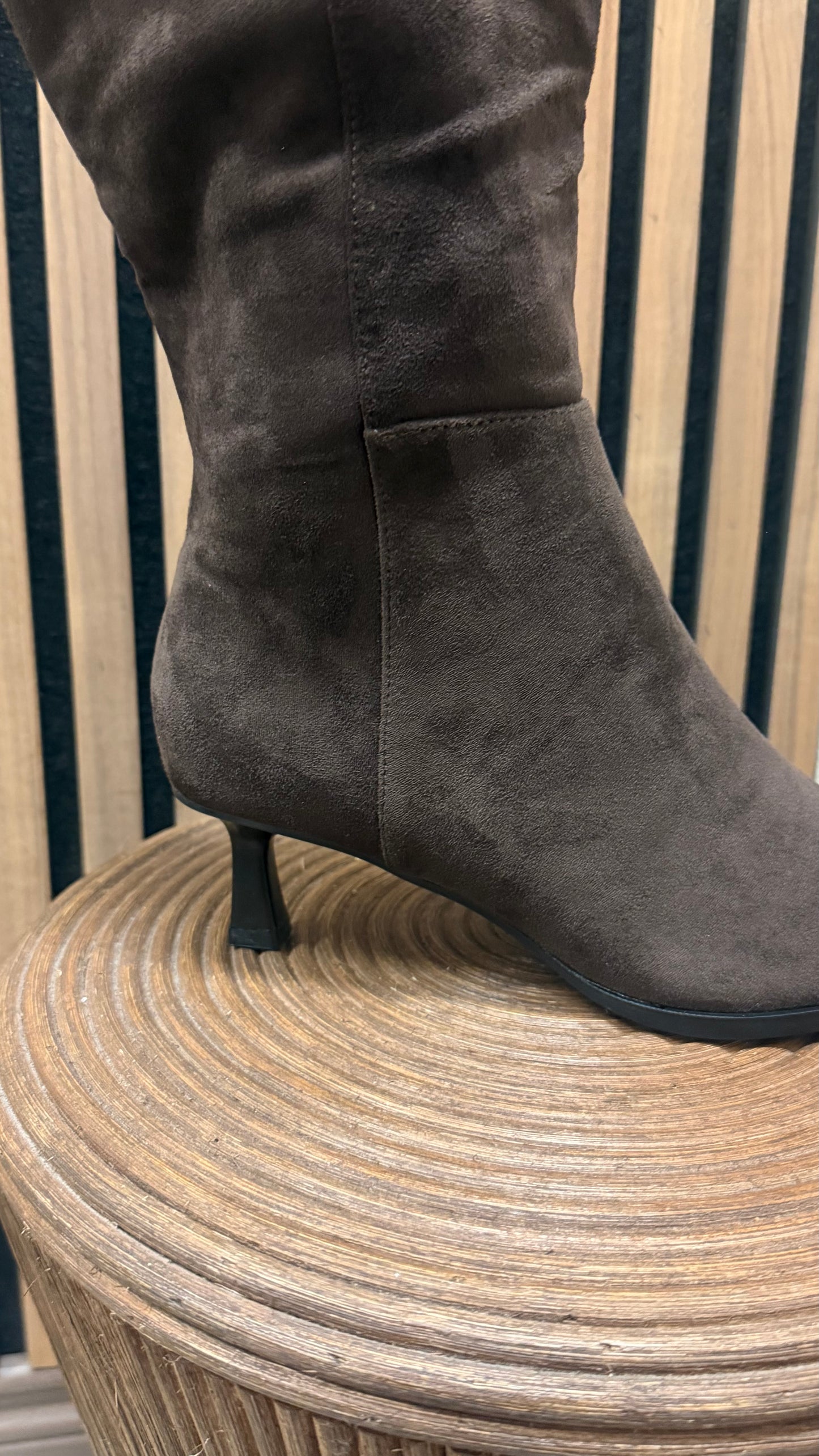 Carrie Chocolate Brown Faux Suede Long Boot