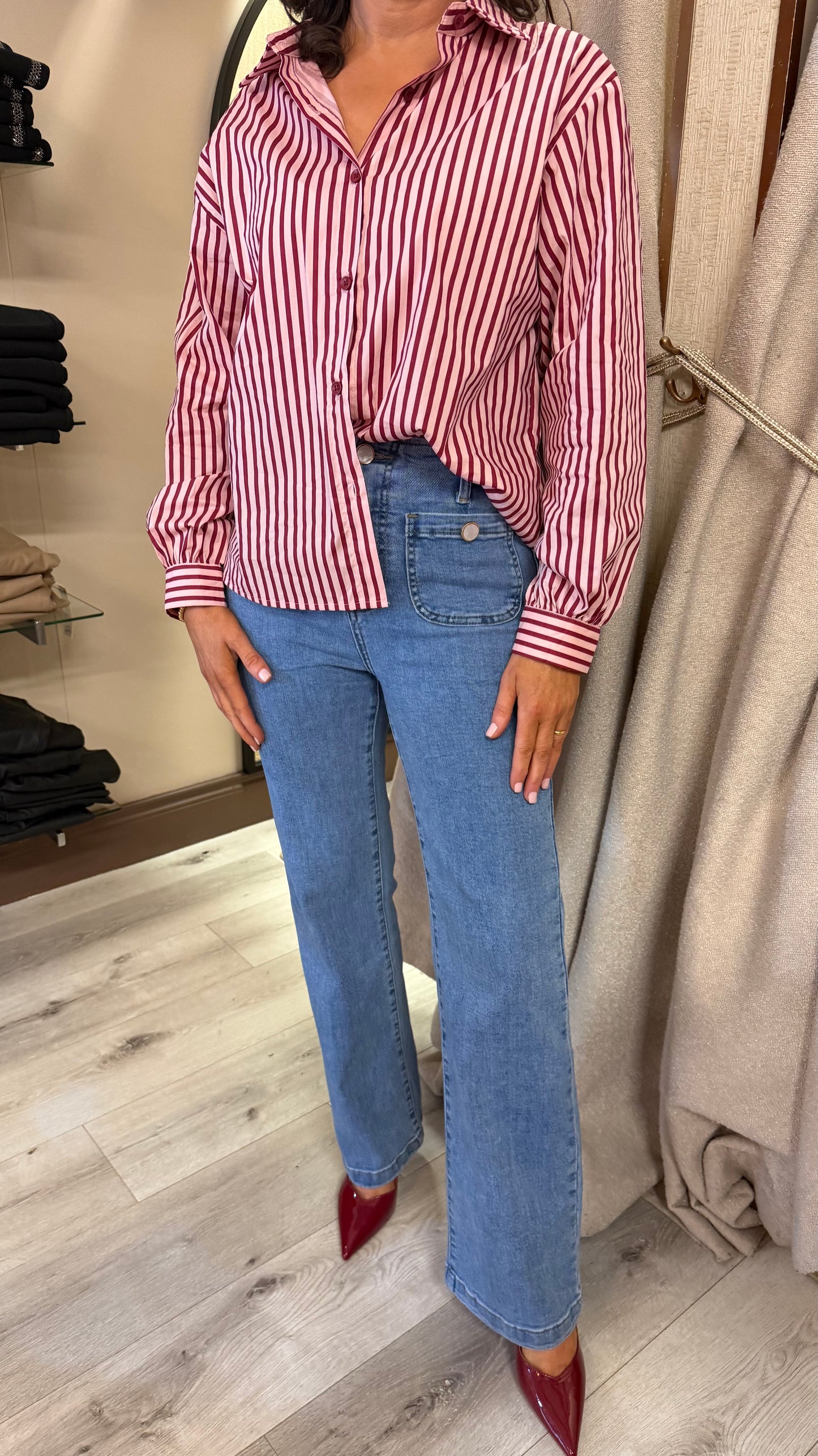 Pink & Red Pinstripe Shirt