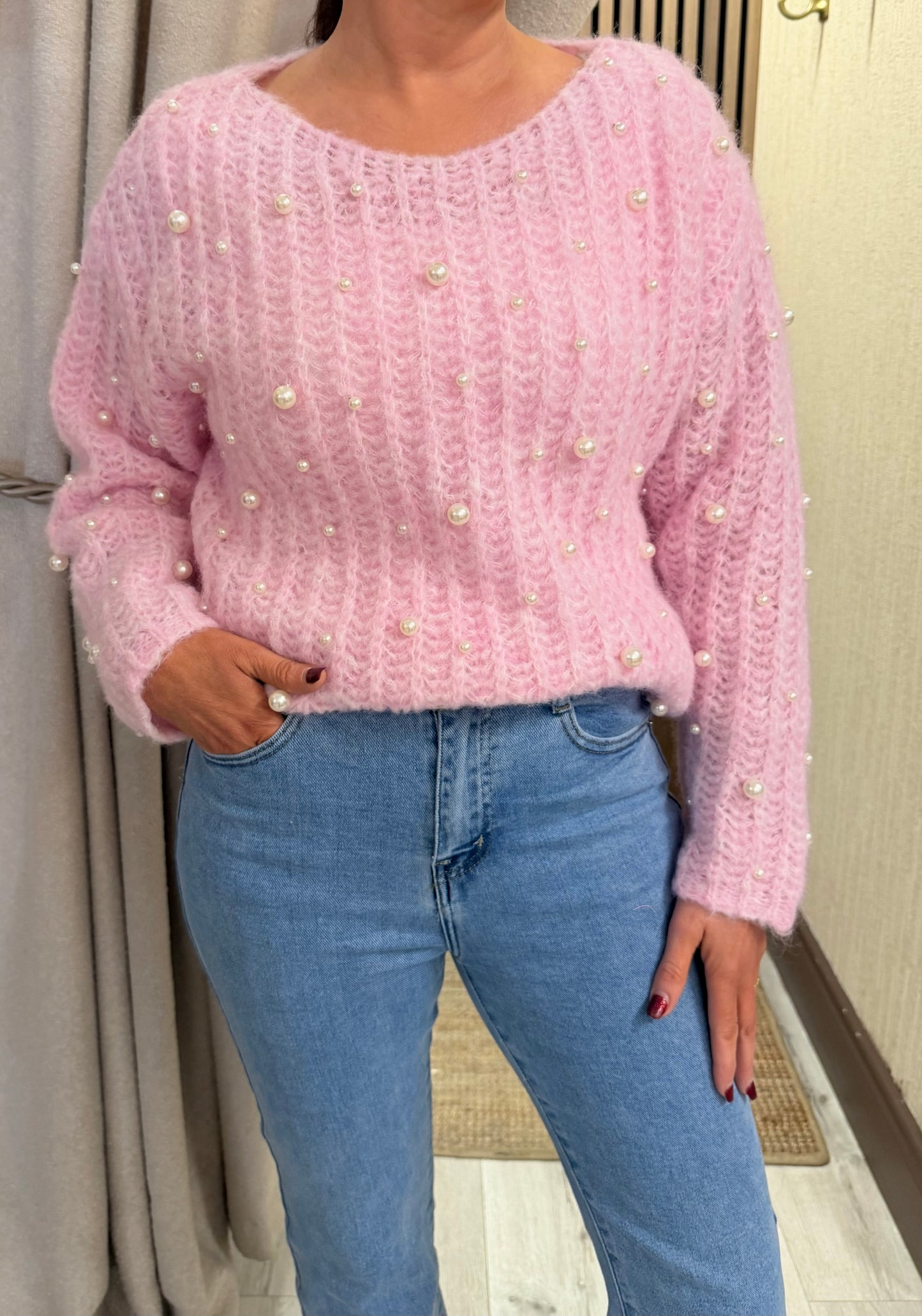Pink Pearl Embellished Jumper