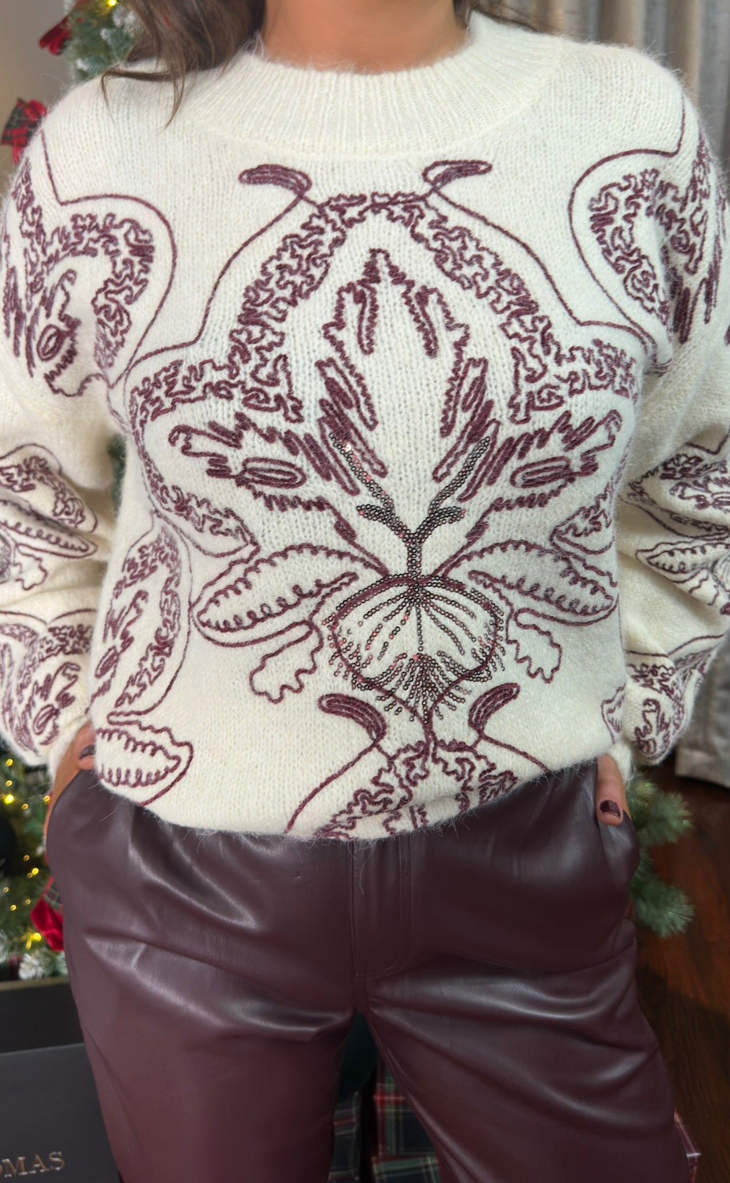 Cream & Wine Sweater