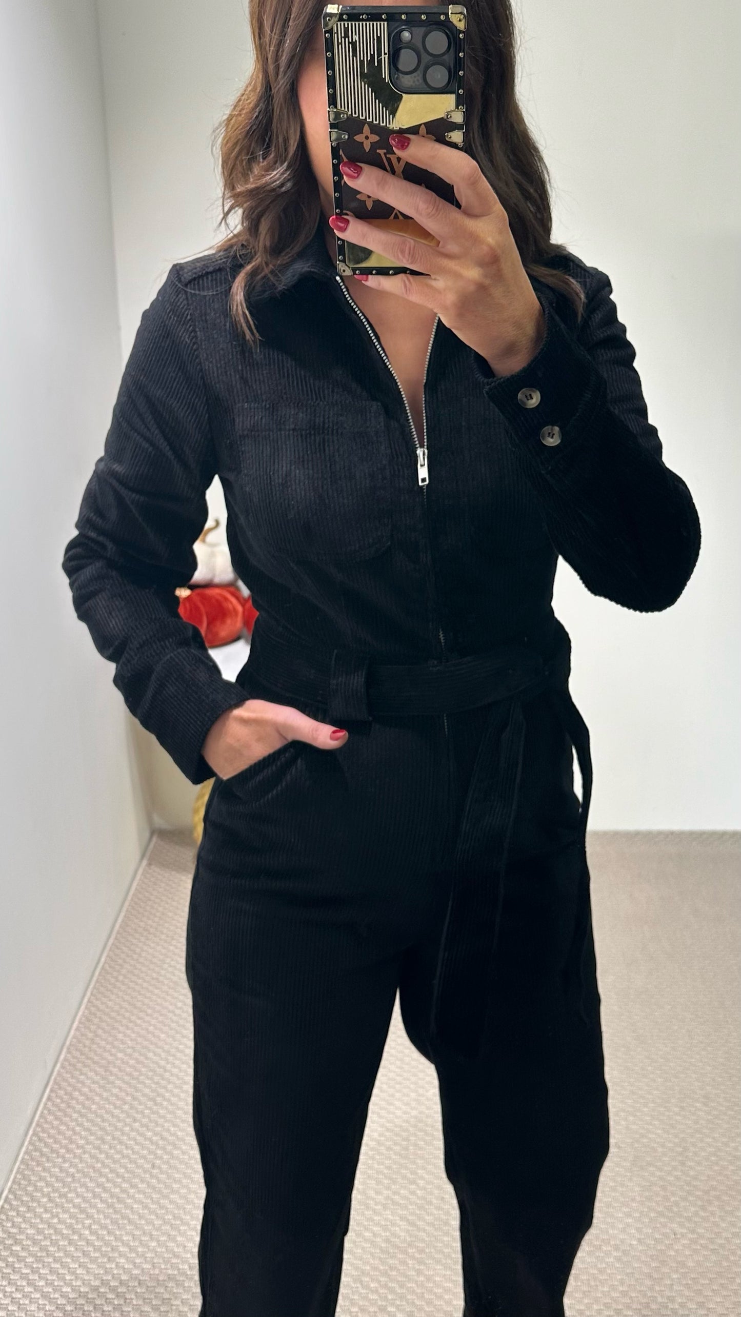 Black Corduroy Jumpsuit