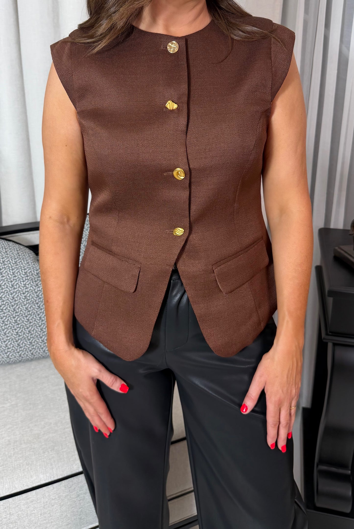 Betty Chocolate Brown Waistcoat