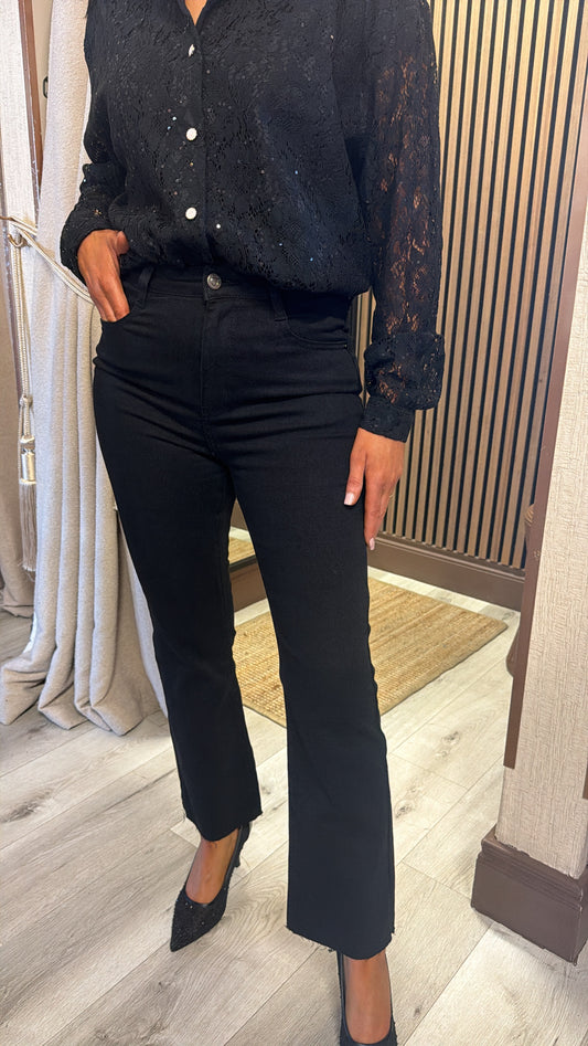 Black Sparkle Cropped Jeans