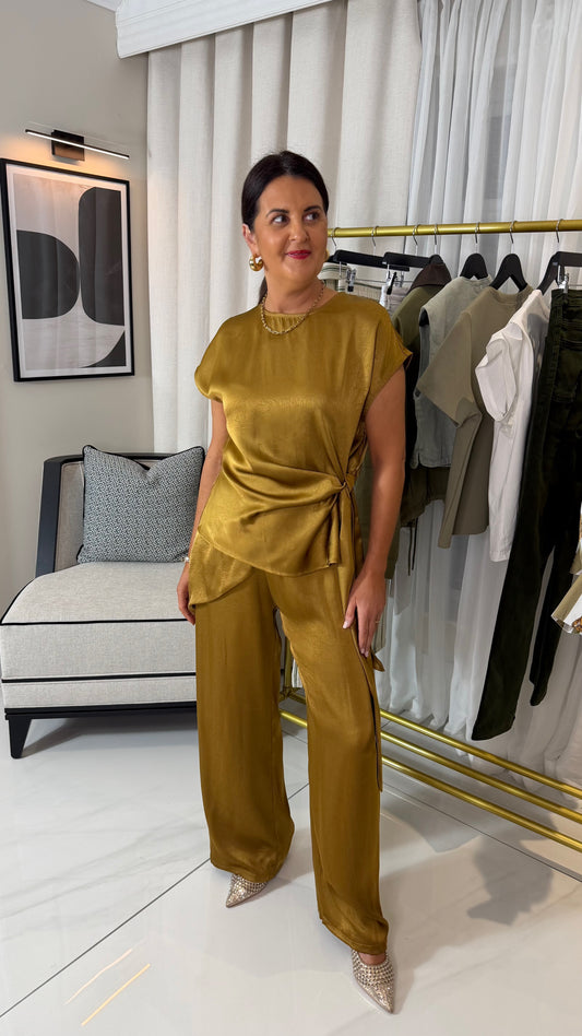 Golden Khaki Satin Top