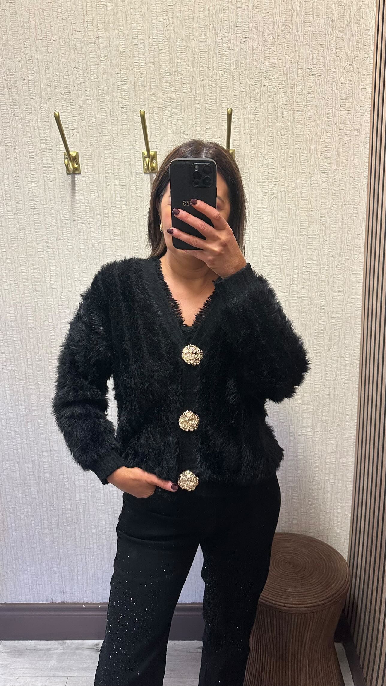 Black Gold Button Cardigan
