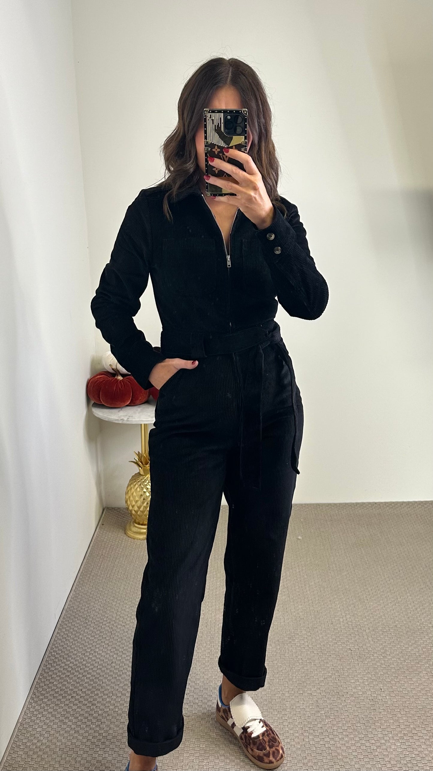 Black Corduroy Jumpsuit