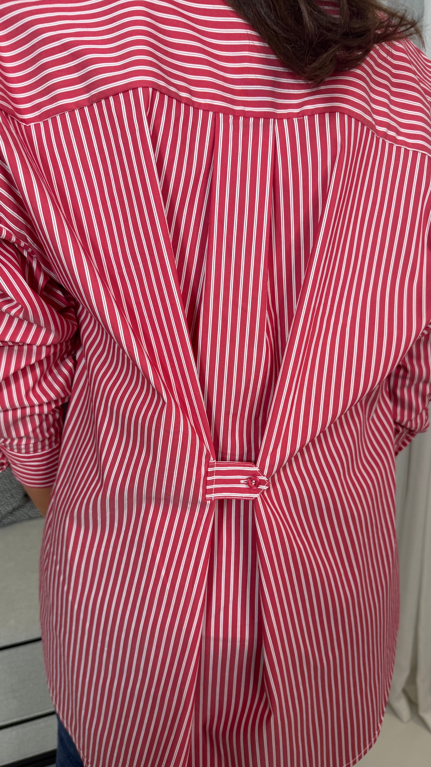 Red Shirt with Button Feature