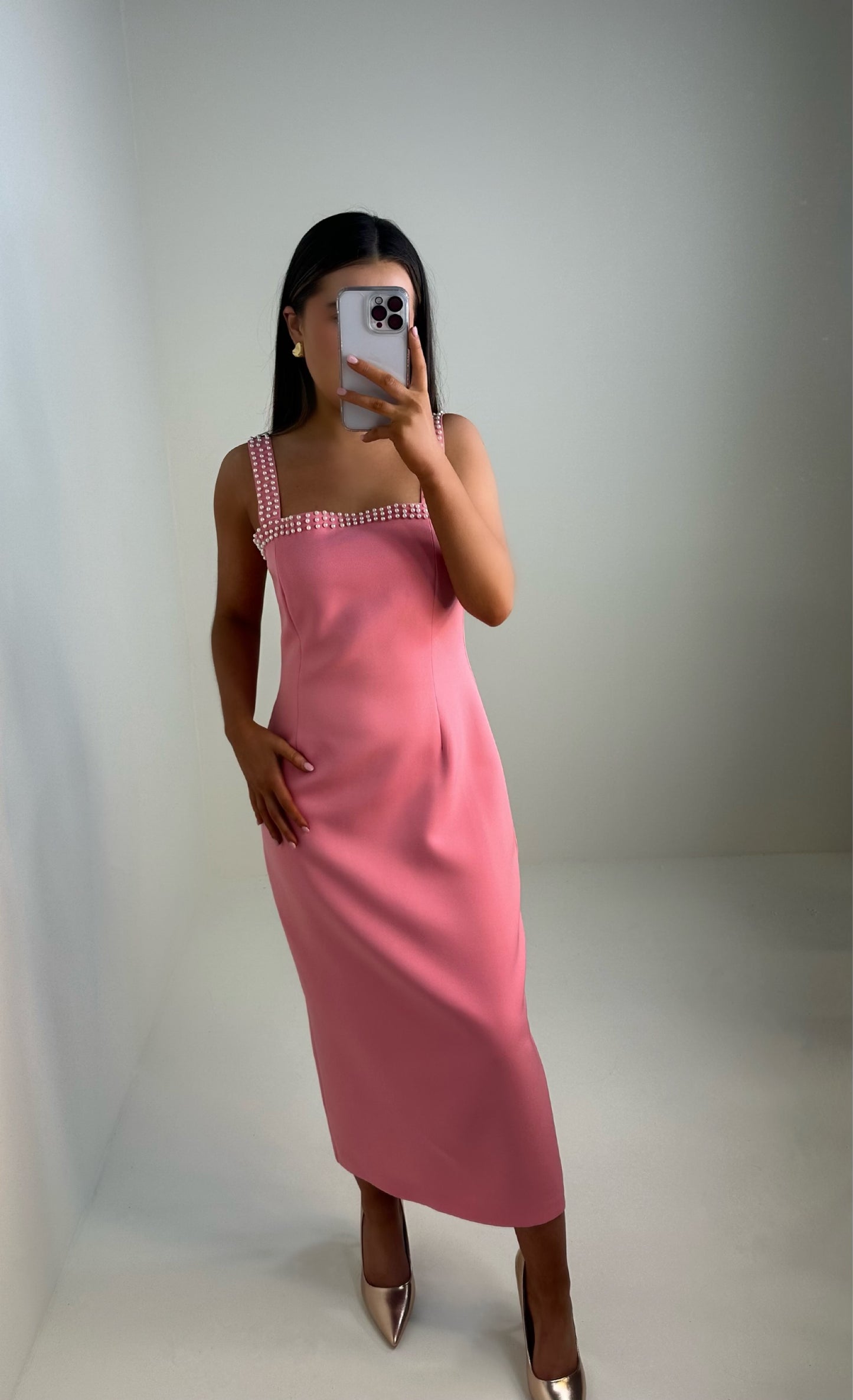 Freya Pink Pearl Detail Dress