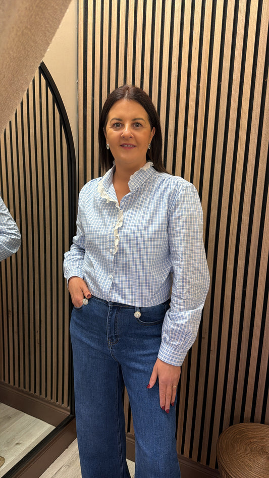 Check & Lace Detail Shirt