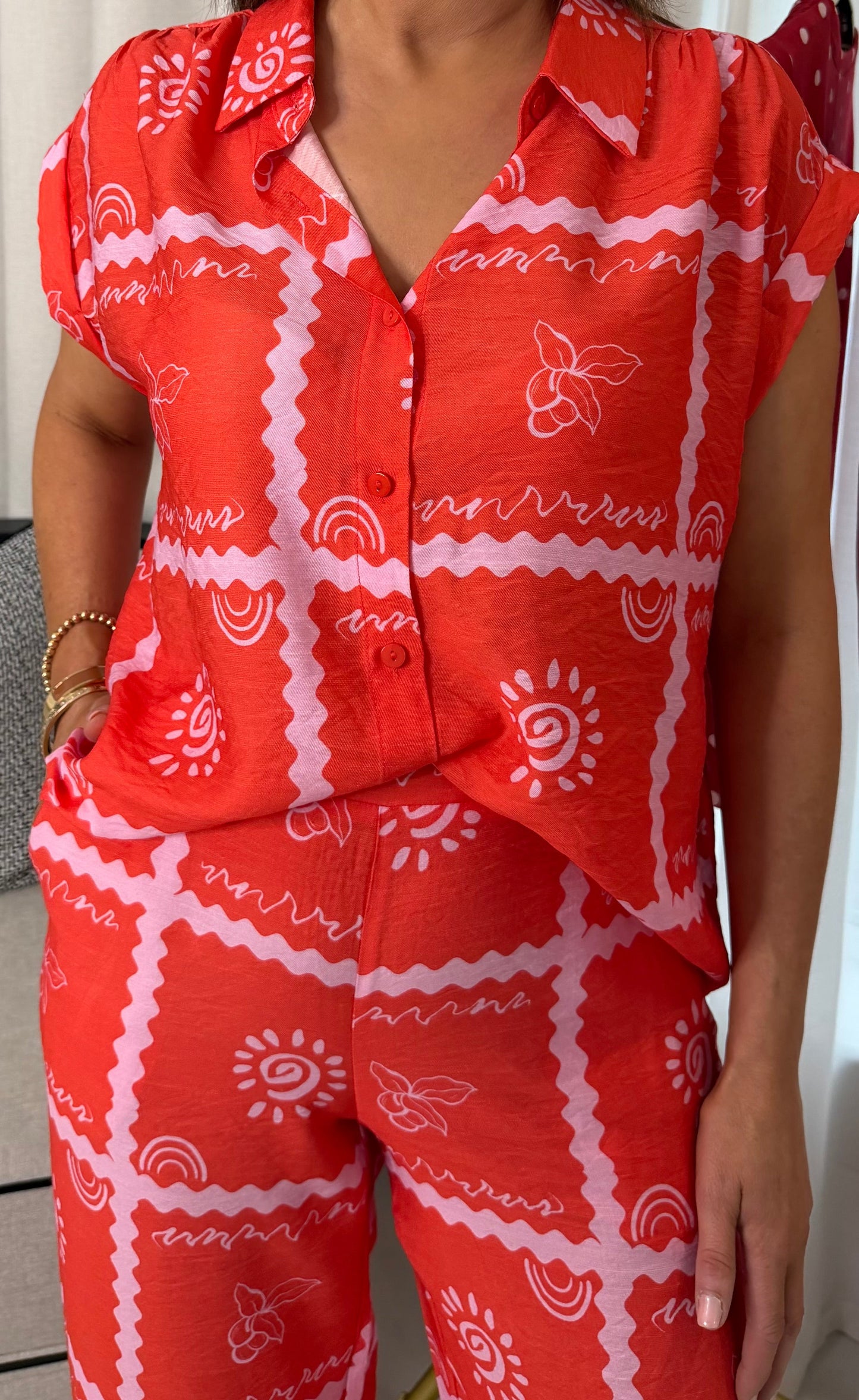 Mia Red & Pink Shirt