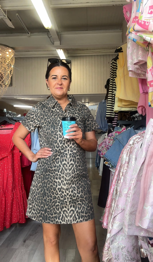 Leopard Print Shirt Dress