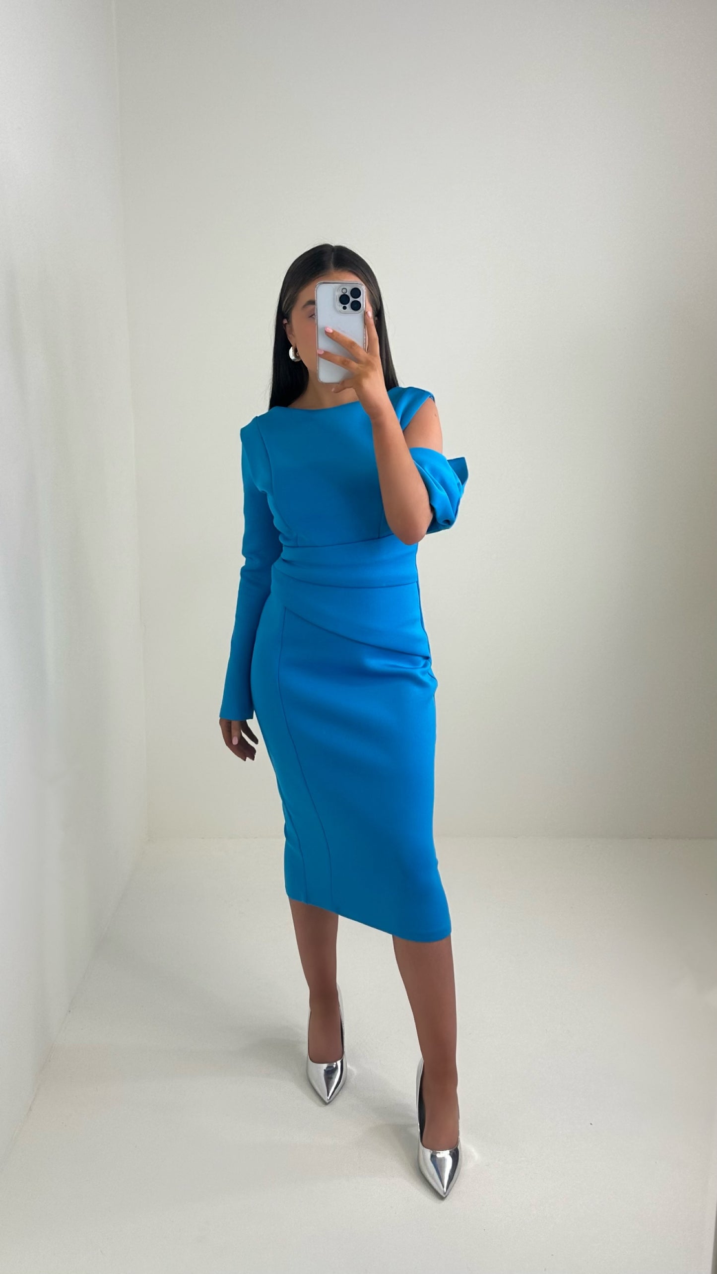 Ada Blue Scuba One Shoulder Dress