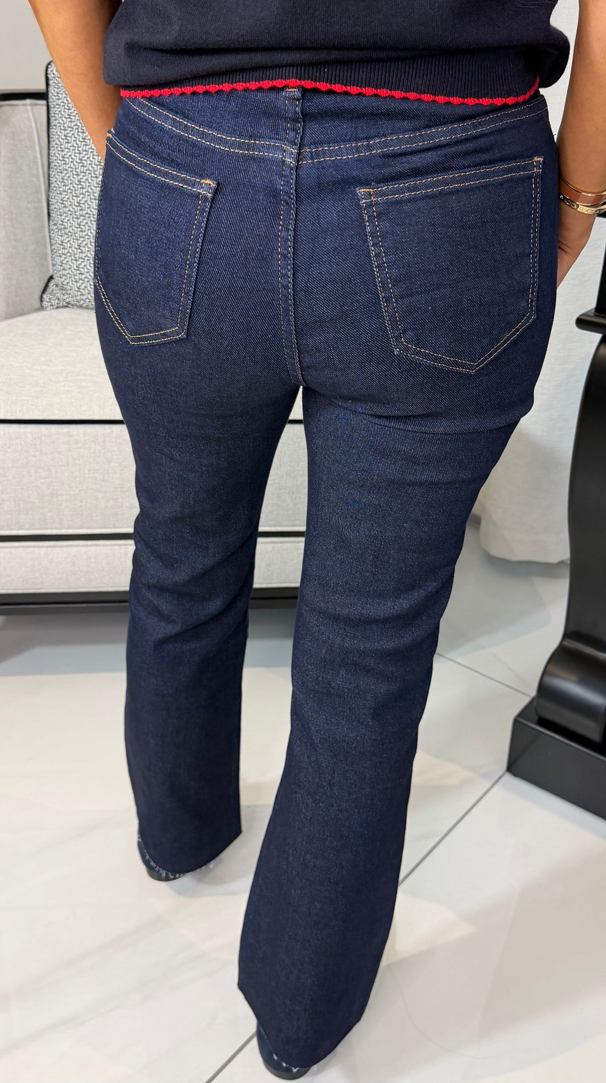 Indigo Plait Detail Cropped Jeans
