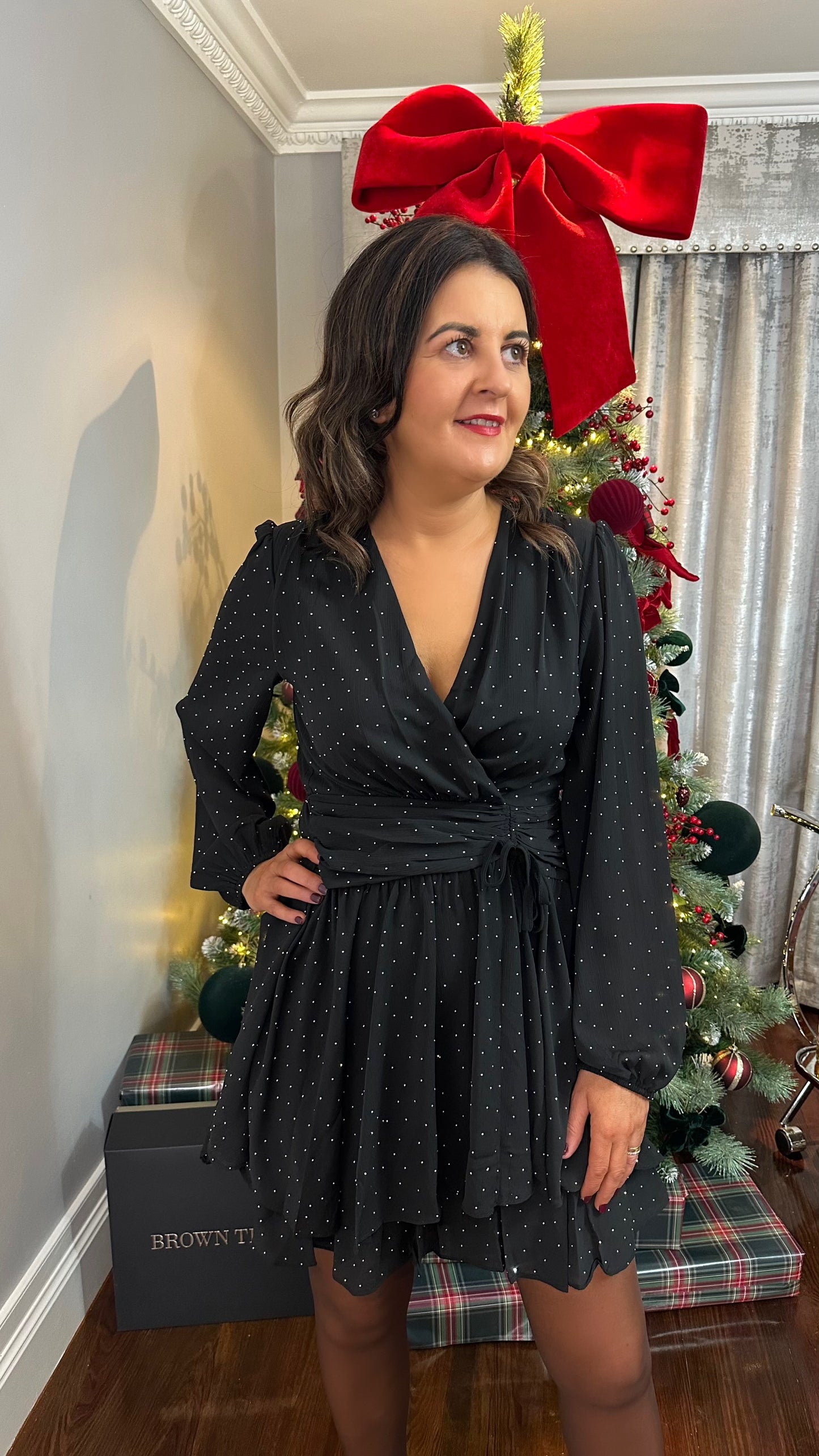 Black Diamanté Mini Dress