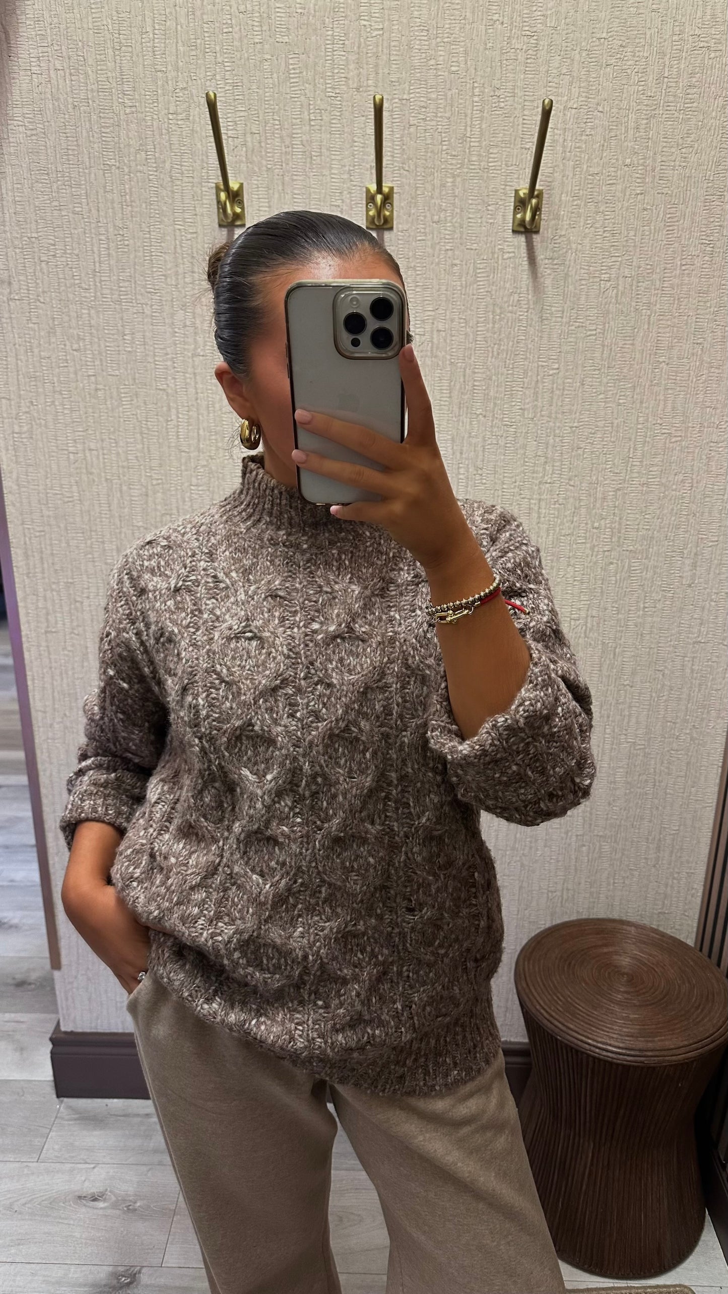 Oatmeal Aran Style Knit