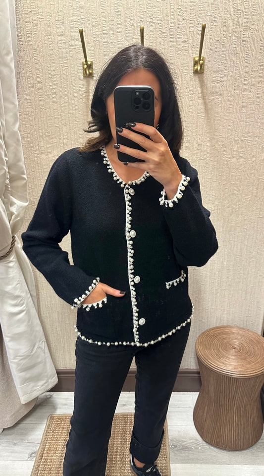 Black Pearl & Diamanté Cardigan