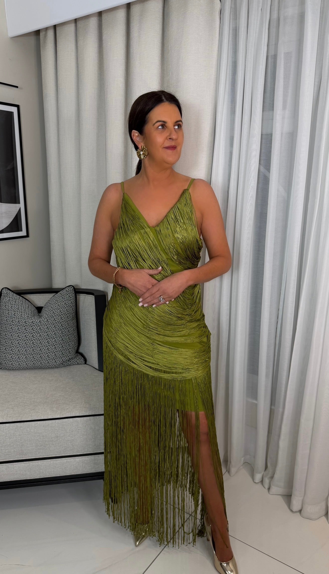 Erin Green Fringe Dress