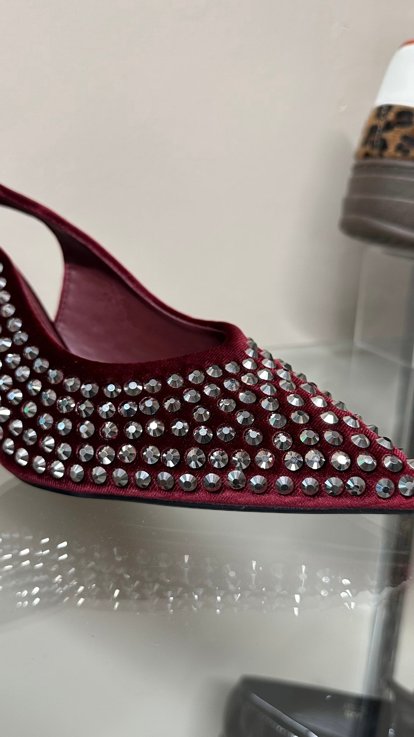 Vivienne Wine Velvet Diamante Heels