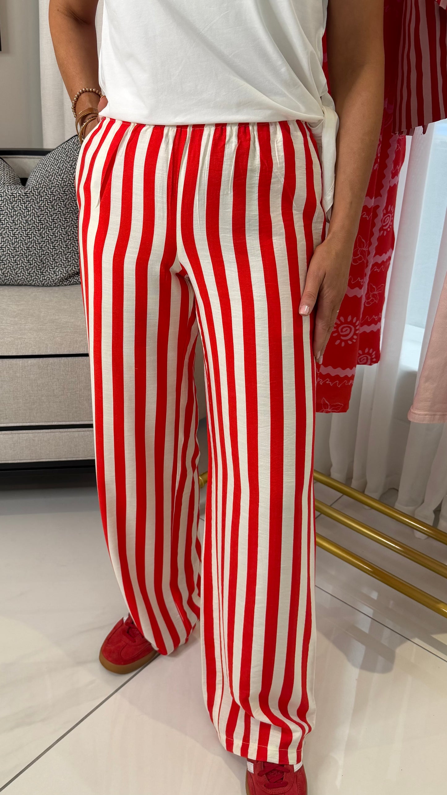 Red & White Striped Trousers