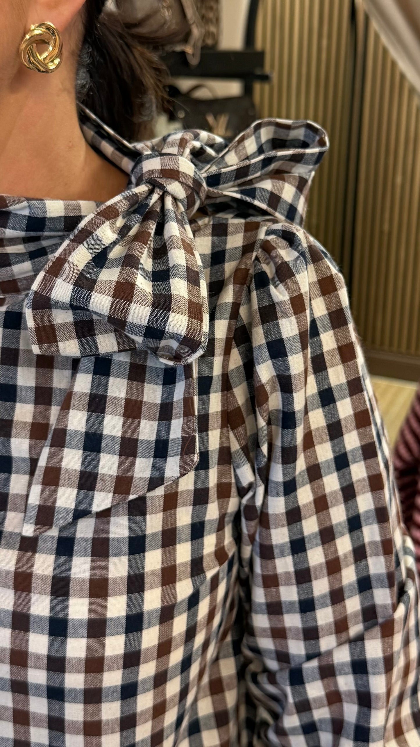 Navy, Camel & Cream Check Shirt