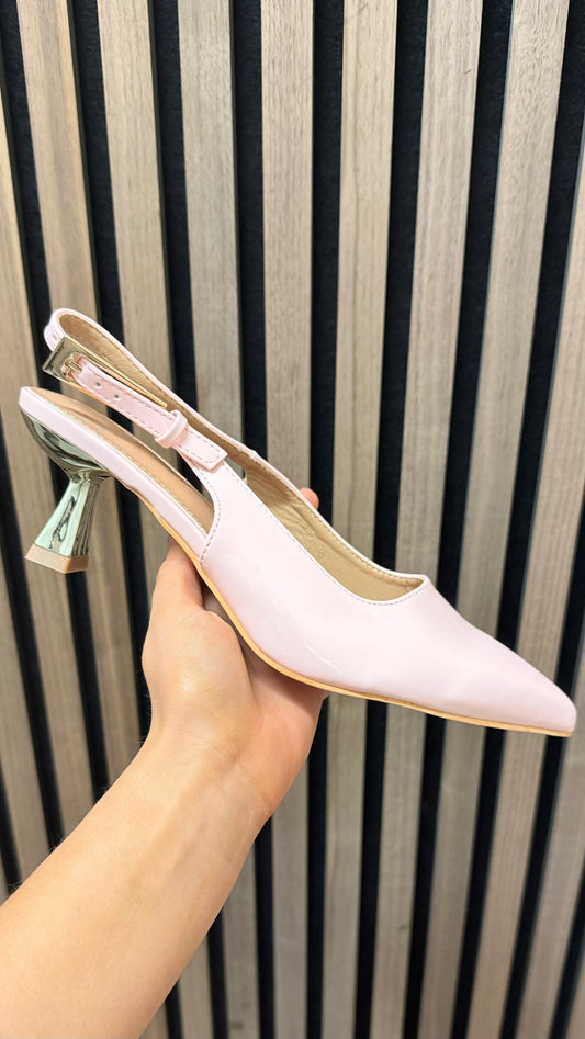 Light Pink Patent Kitten Heels