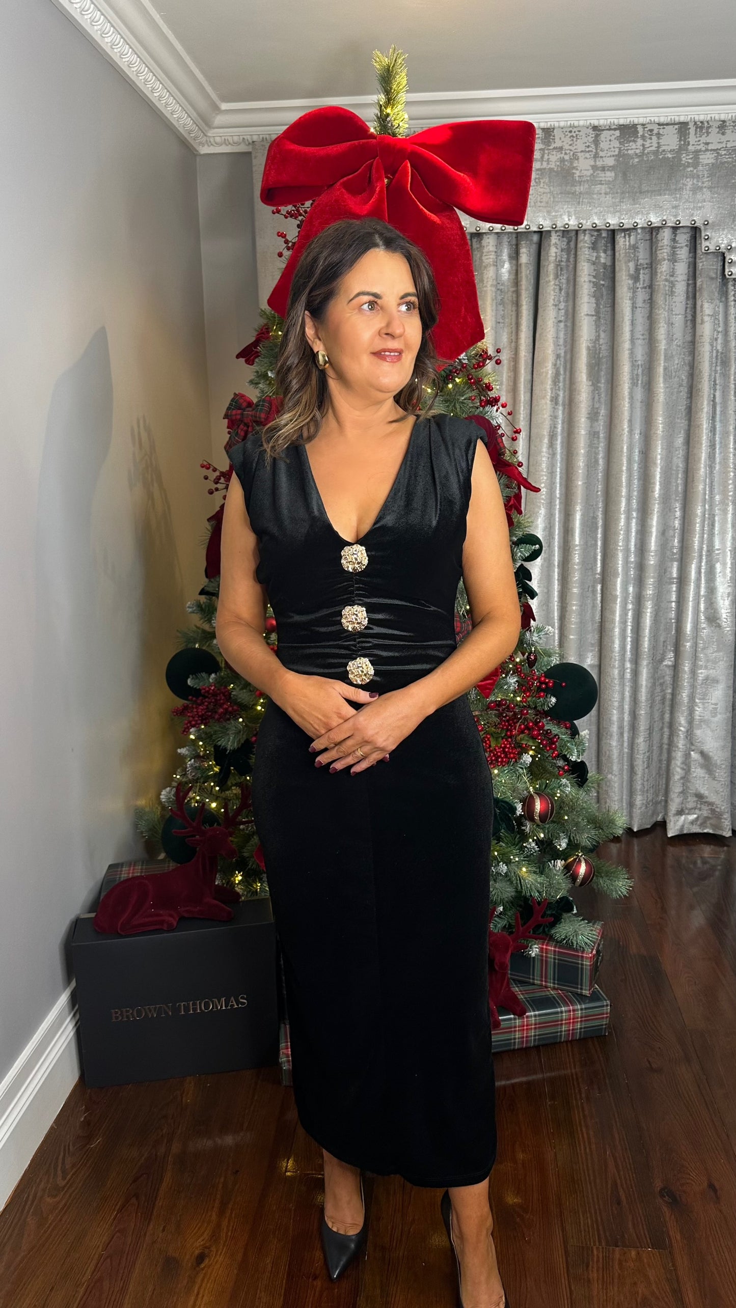 Emma Black Velvet Dress
