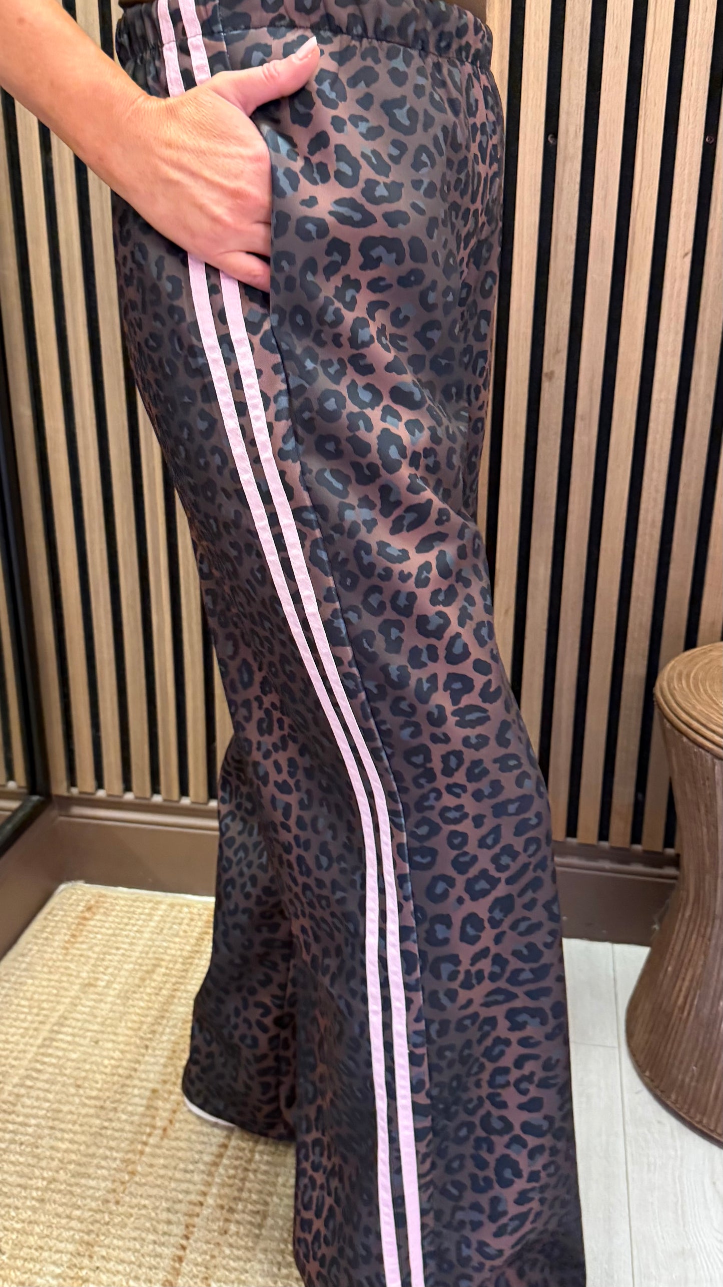 Pink Stripe Leopard Track Pants