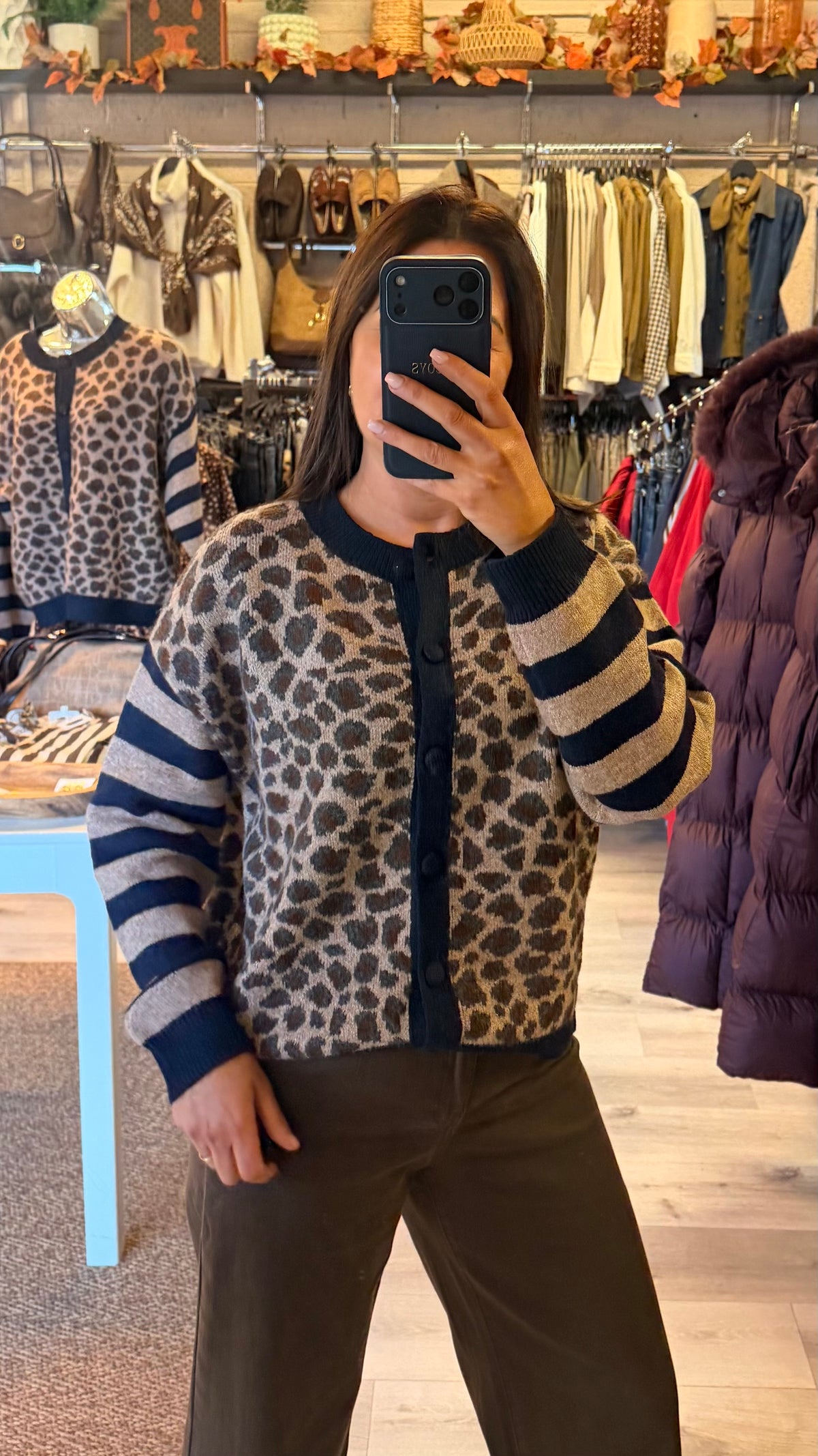 Leopard Navy Detail Cardigan
