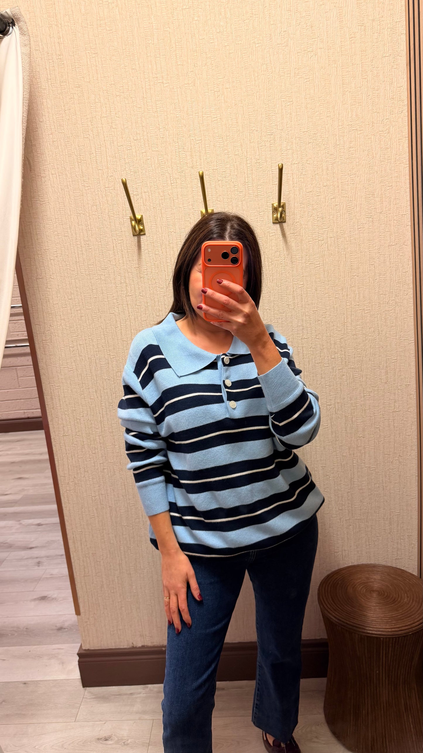 Blue & Navy Striped Polo