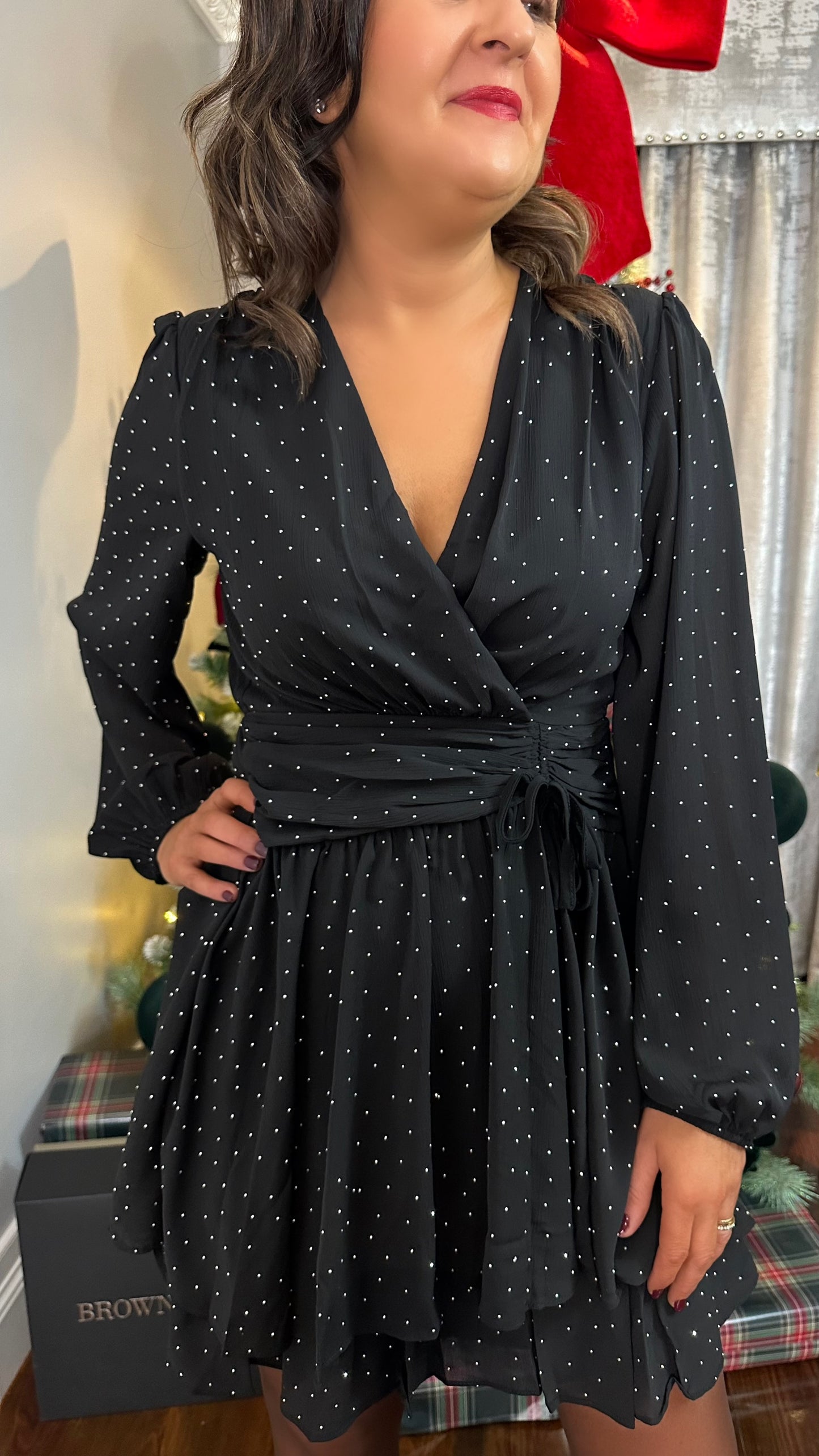 Black Diamanté Mini Dress