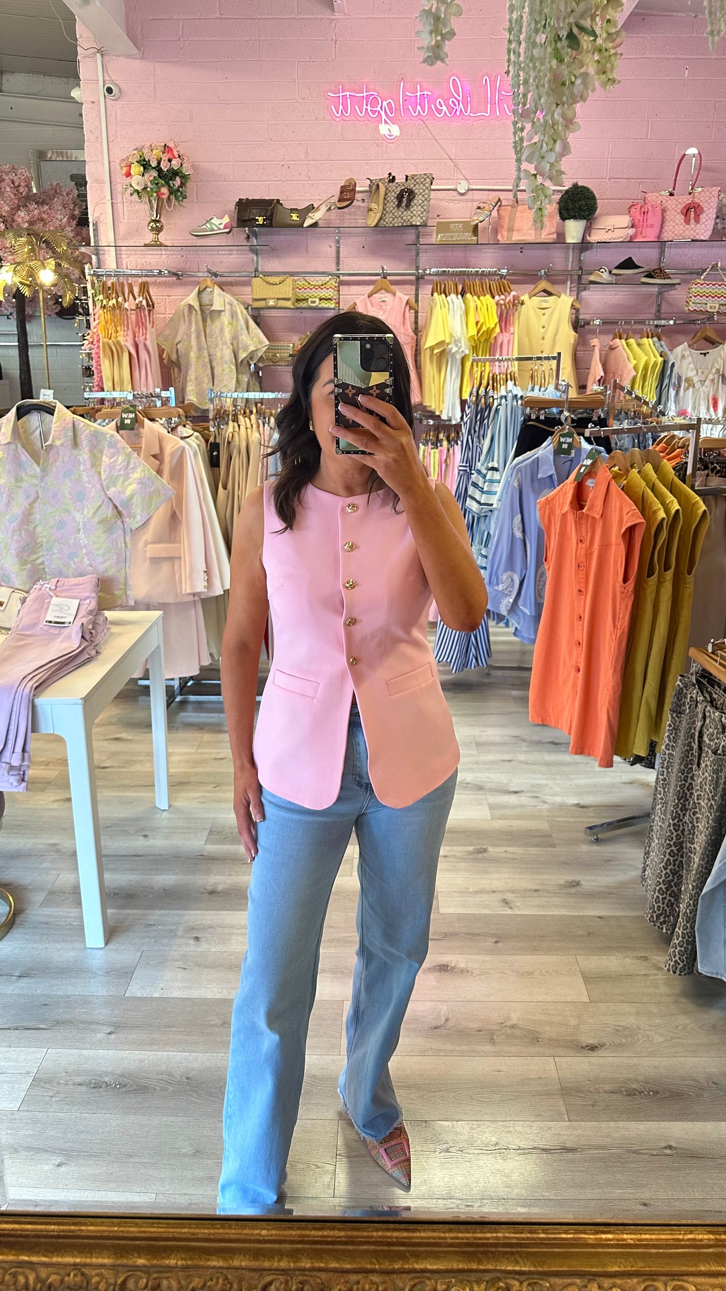 Baby Pink Longline Waistcoat